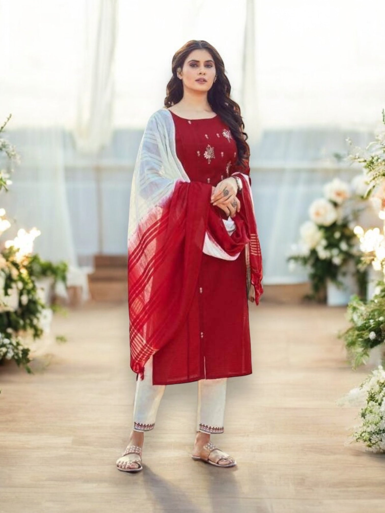 Traditional blue Hills viscose Salwar Kameez for women, showcasing intricate ethnic fabric and festive cultural wear from Saree Ghor Charlotte.
