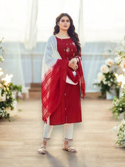 Traditional blue Hills viscose Salwar Kameez for women, showcasing intricate ethnic fabric and festive cultural wear from Saree Ghor Charlotte.