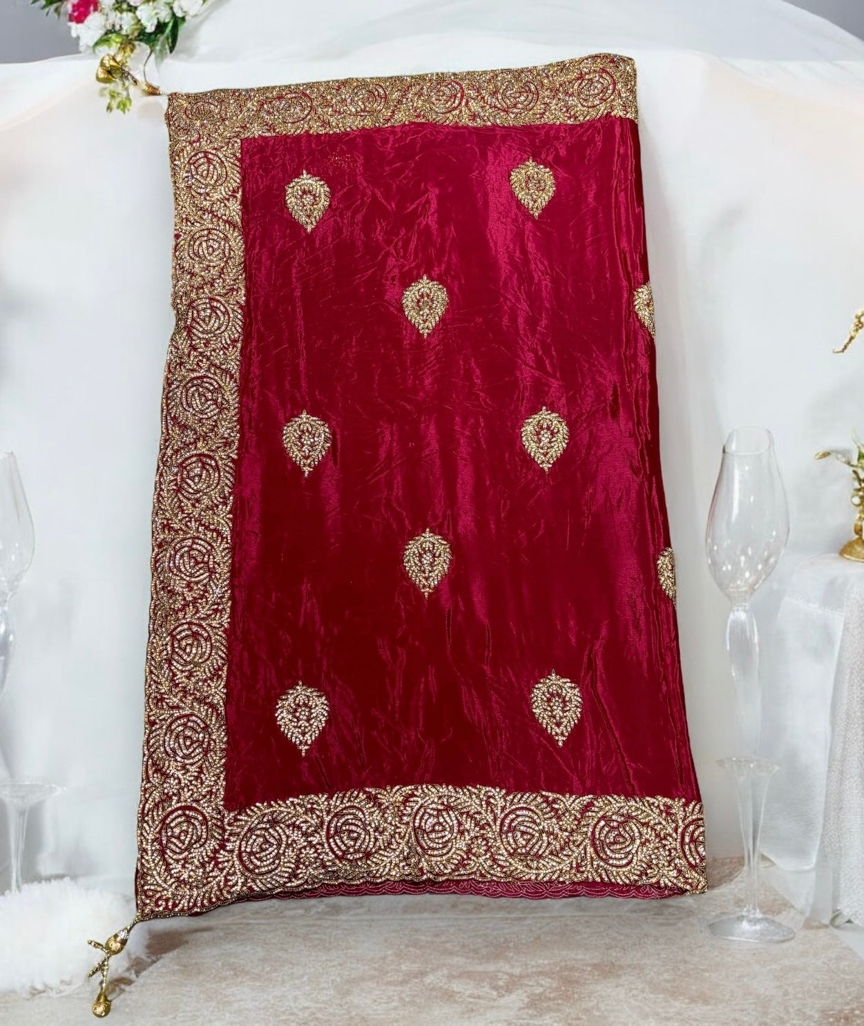 Bridal Wear Handwork Saree With Ready Blouse, Cultural Wear for Women - Saree Ghor Charlotte