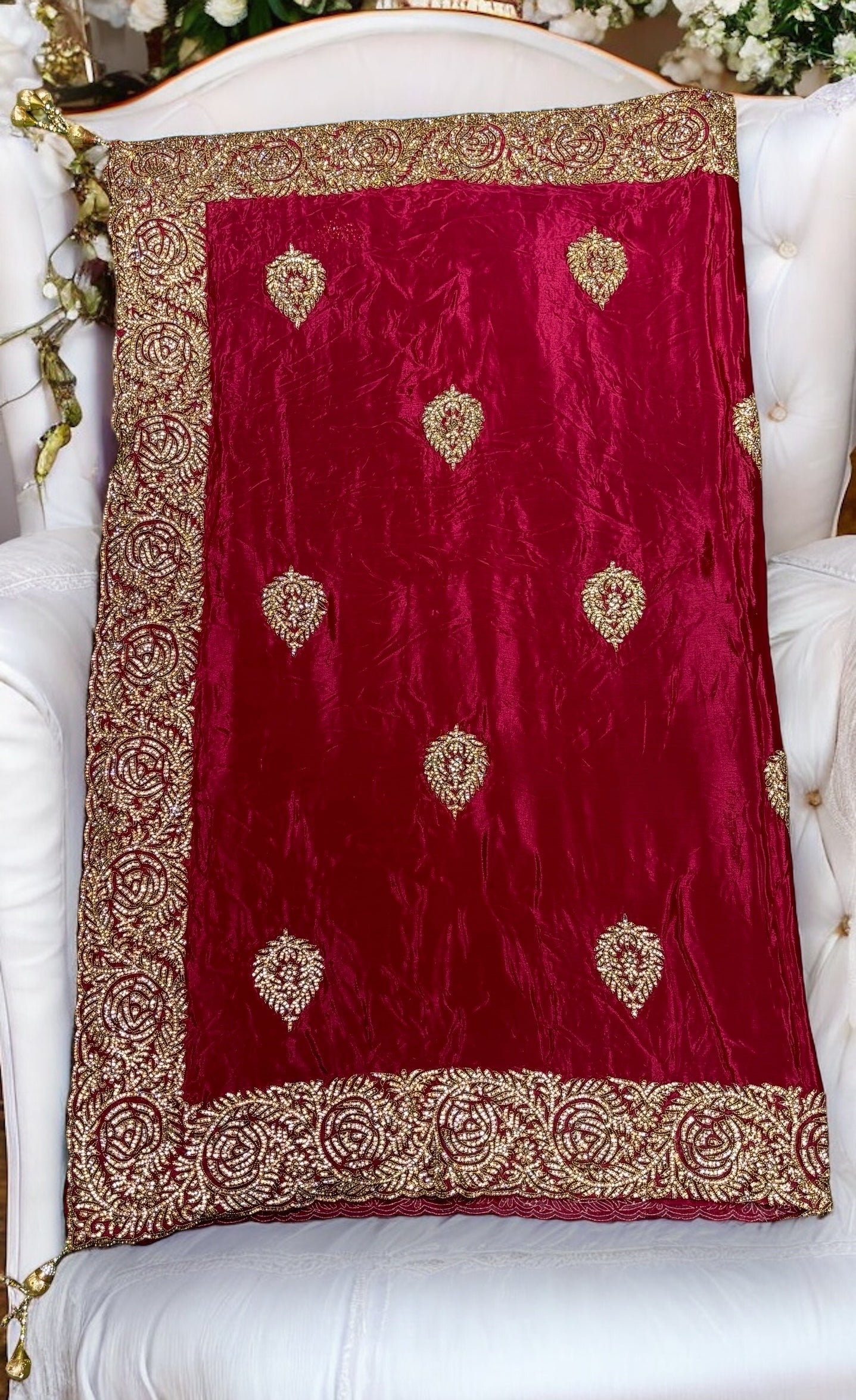 Bridal Wear Handwork Saree With Ready Blouse, Cultural Wear for Women - Saree Ghor Charlotte