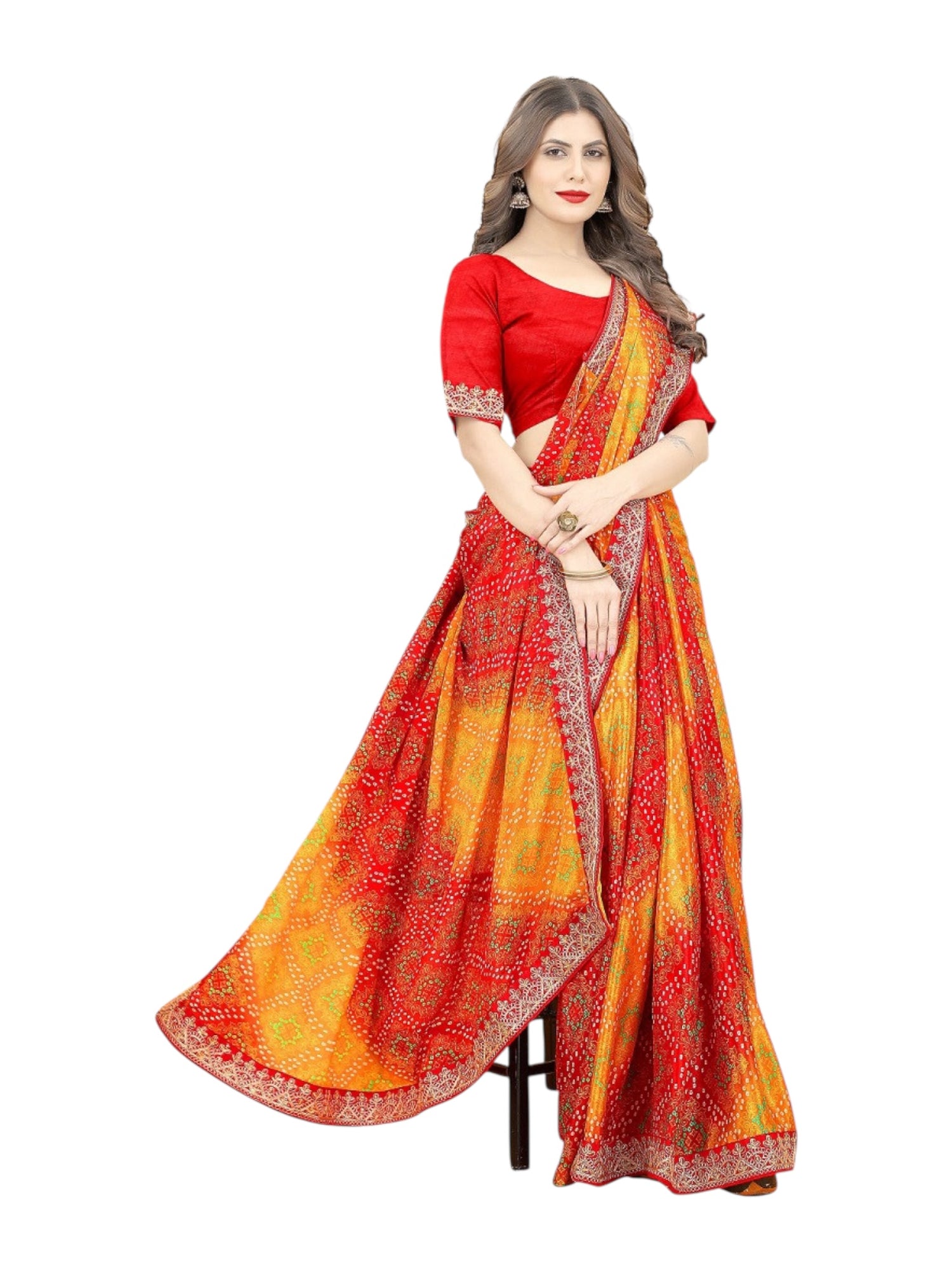 Chinon Silk Traditional Designer Saree – Ethnic Wear for Women- 318 - Saree Ghor Charlotte