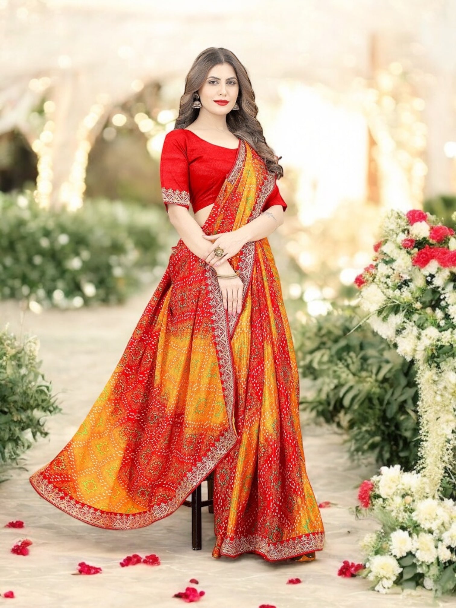 Chinon Silk Traditional Designer Saree, Cultural Wear for Women, 318 - Saree Ghor Charlotte