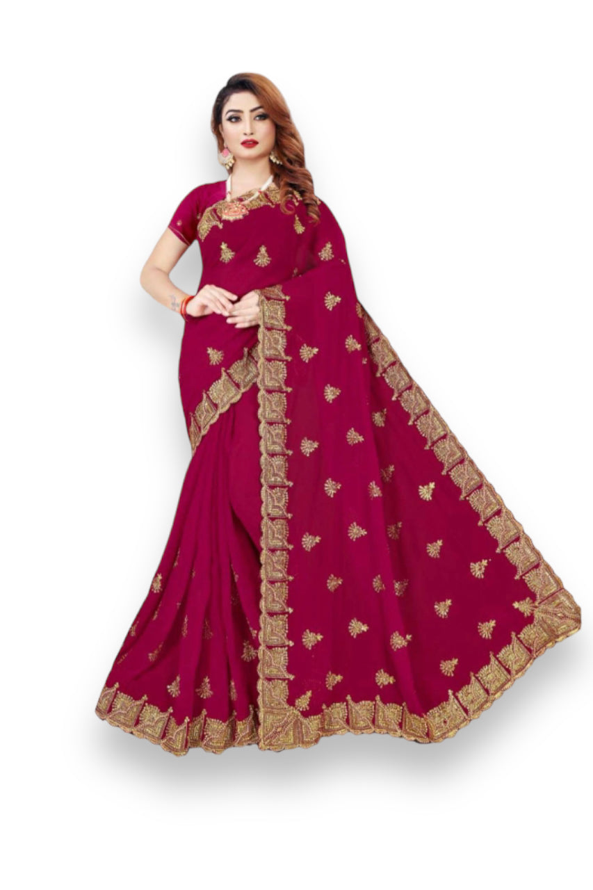 Designer Traditional Stone Work Saree for Women - Saree Ghor Charlotte