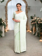 Georgette Embroidered Saree with Ready Blouse, Cultural Wear for Women - Saree Ghor Charlotte