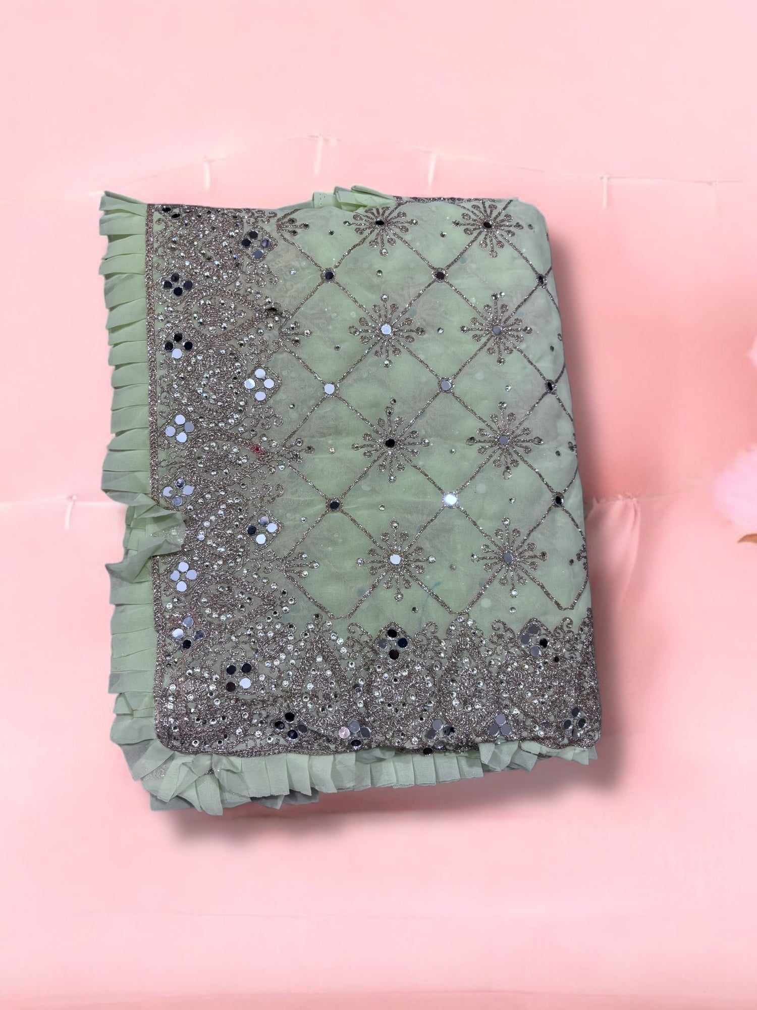 Mint Color Elegant Traditional Designer Saree – Ethnic Wear for Women- 02 - Saree Ghor Charlotte