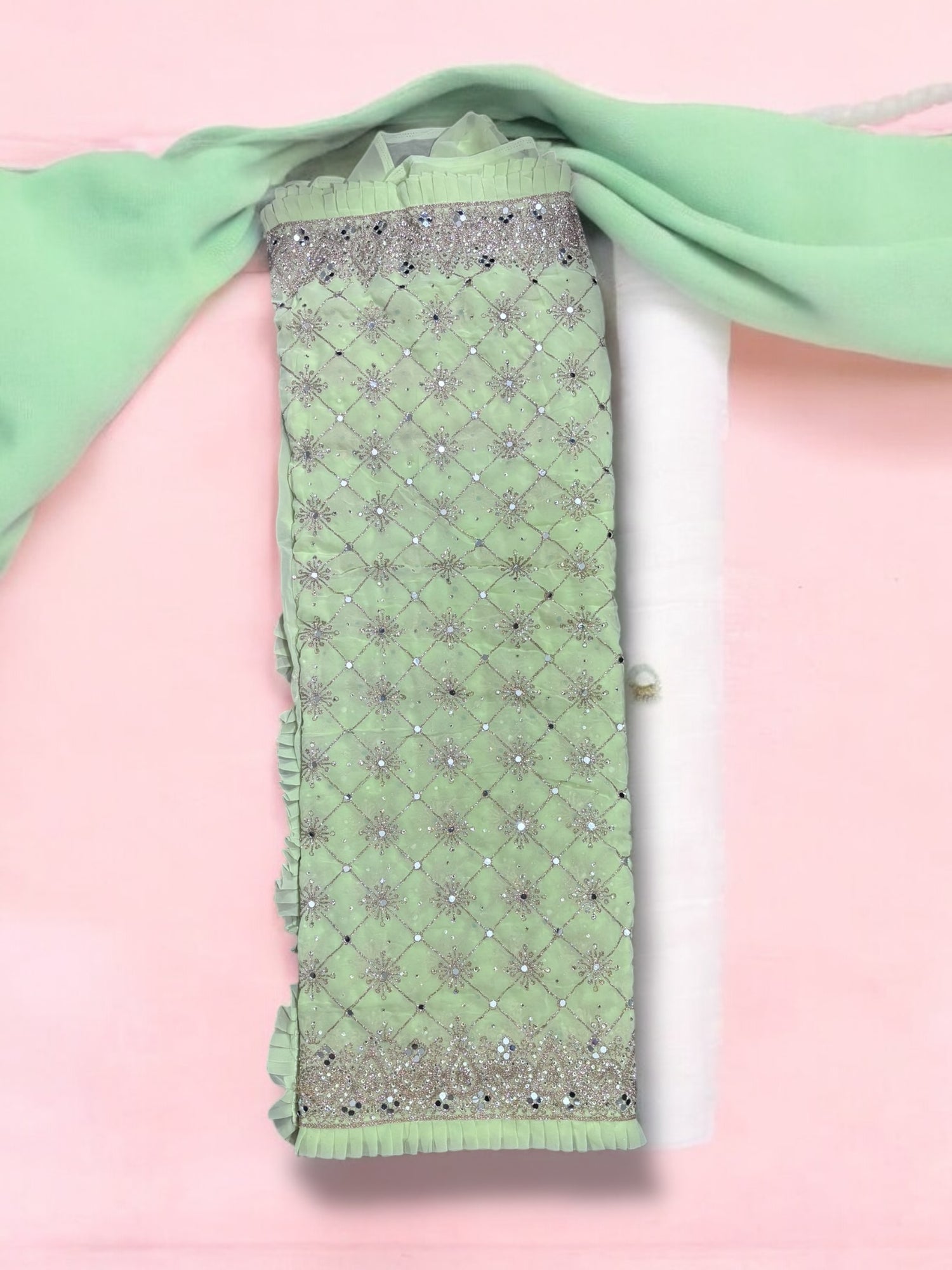 Mint Color Elegant Traditional Designer Saree – Ethnic Wear for Women- 02 - Saree Ghor Charlotte
