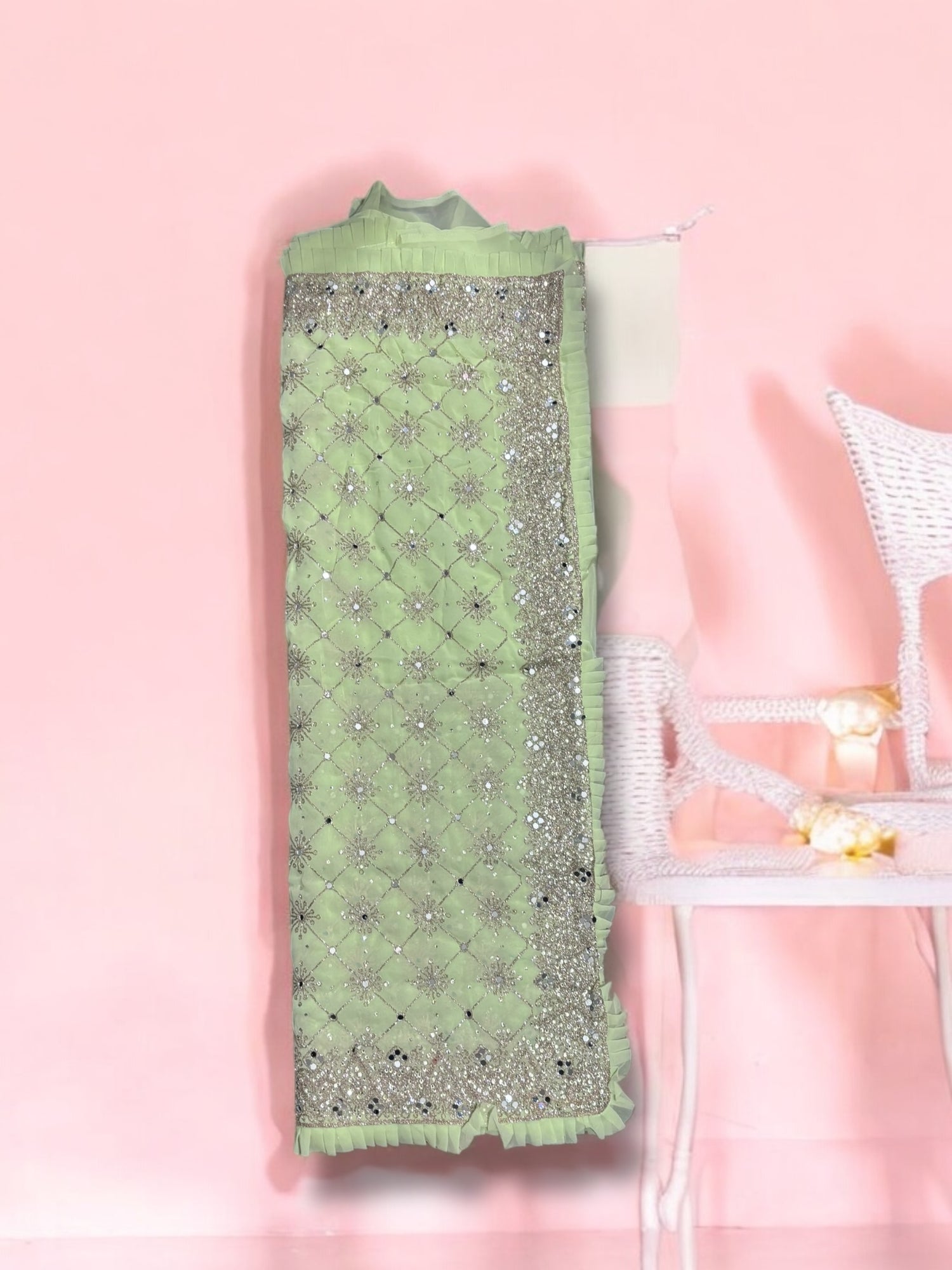 Mint Color Elegant Traditional Designer Saree – Ethnic Wear for Women- 02 - Saree Ghor Charlotte