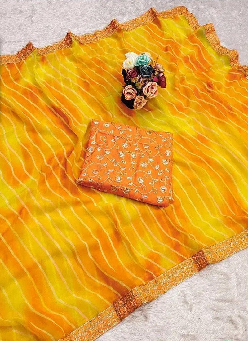 Printed Georgette Traditional Designer Saree, Cultural Wear for Women, 319 - Saree Ghor Charlotte