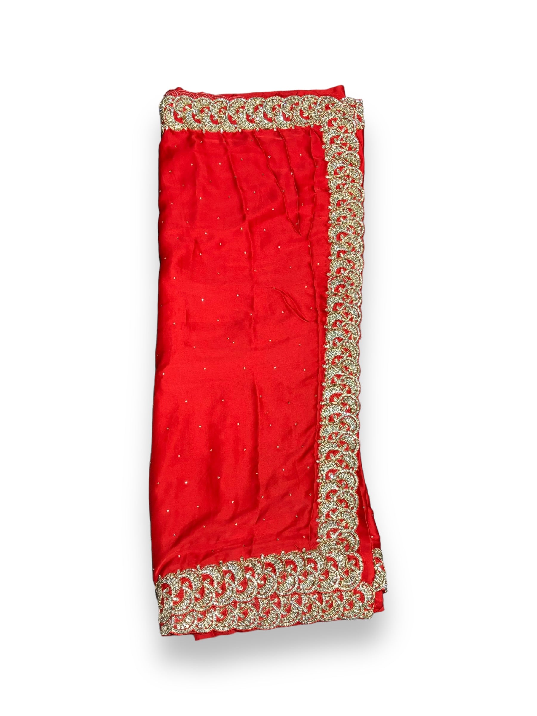 Red Color Designer Handwork Saree With Stones , Indian Cultural Wear for Women - Saree Ghor Charlotte