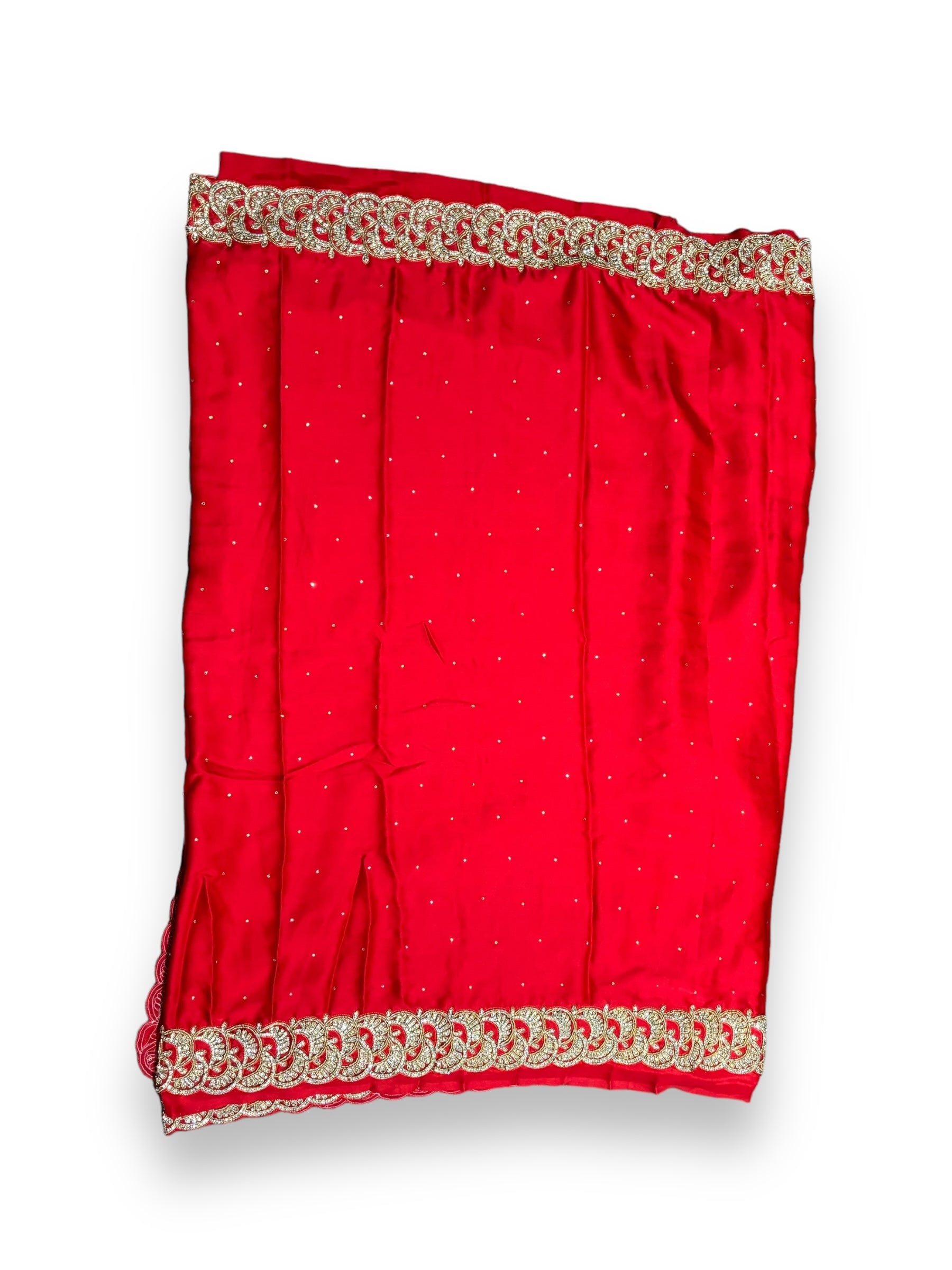 Red Color Designer Handwork Saree With Stones , Indian Cultural Wear for Women - Saree Ghor Charlotte