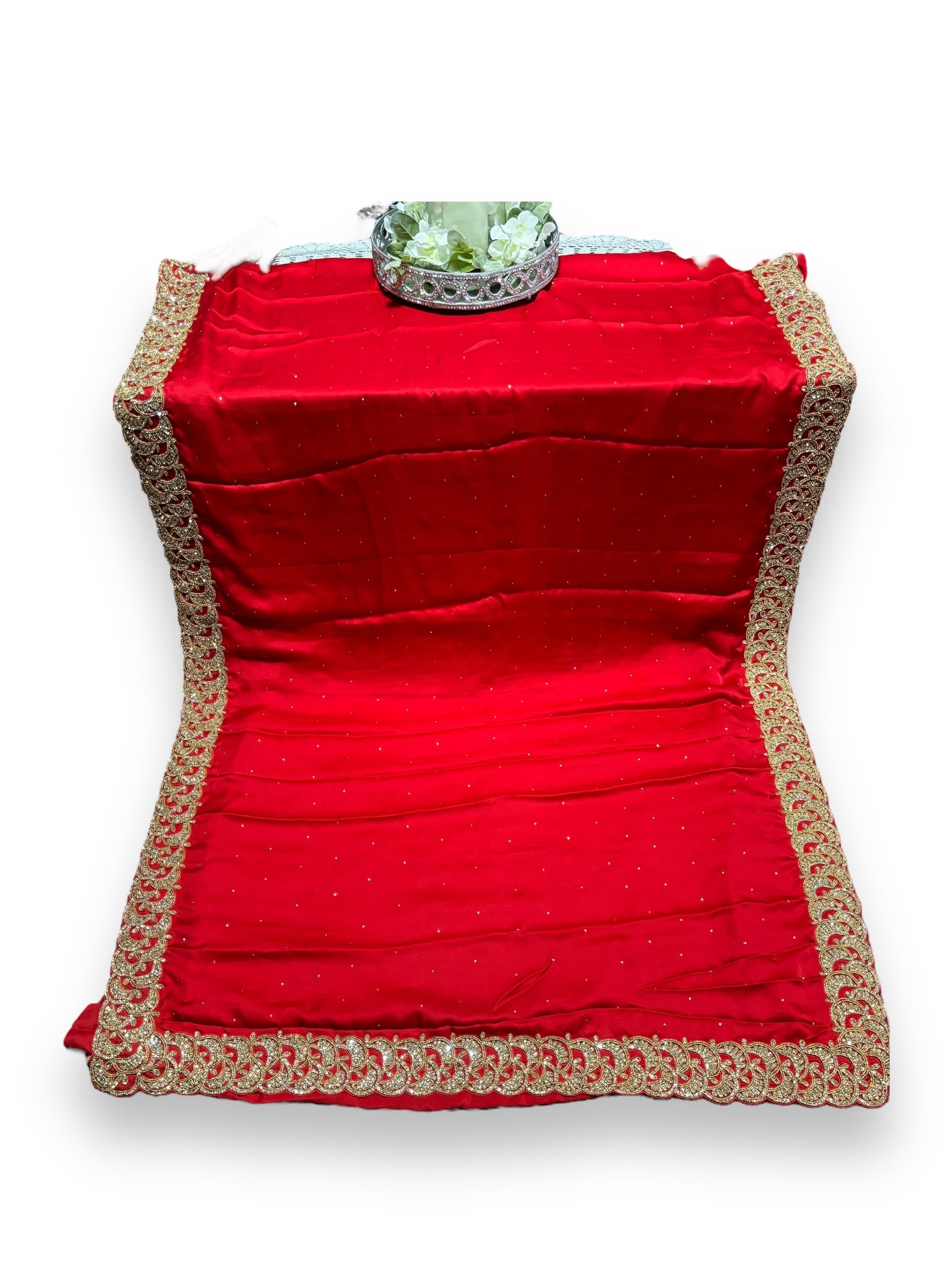 Red Color Designer Handwork Saree With Stones , Indian Cultural Wear for Women - Saree Ghor Charlotte