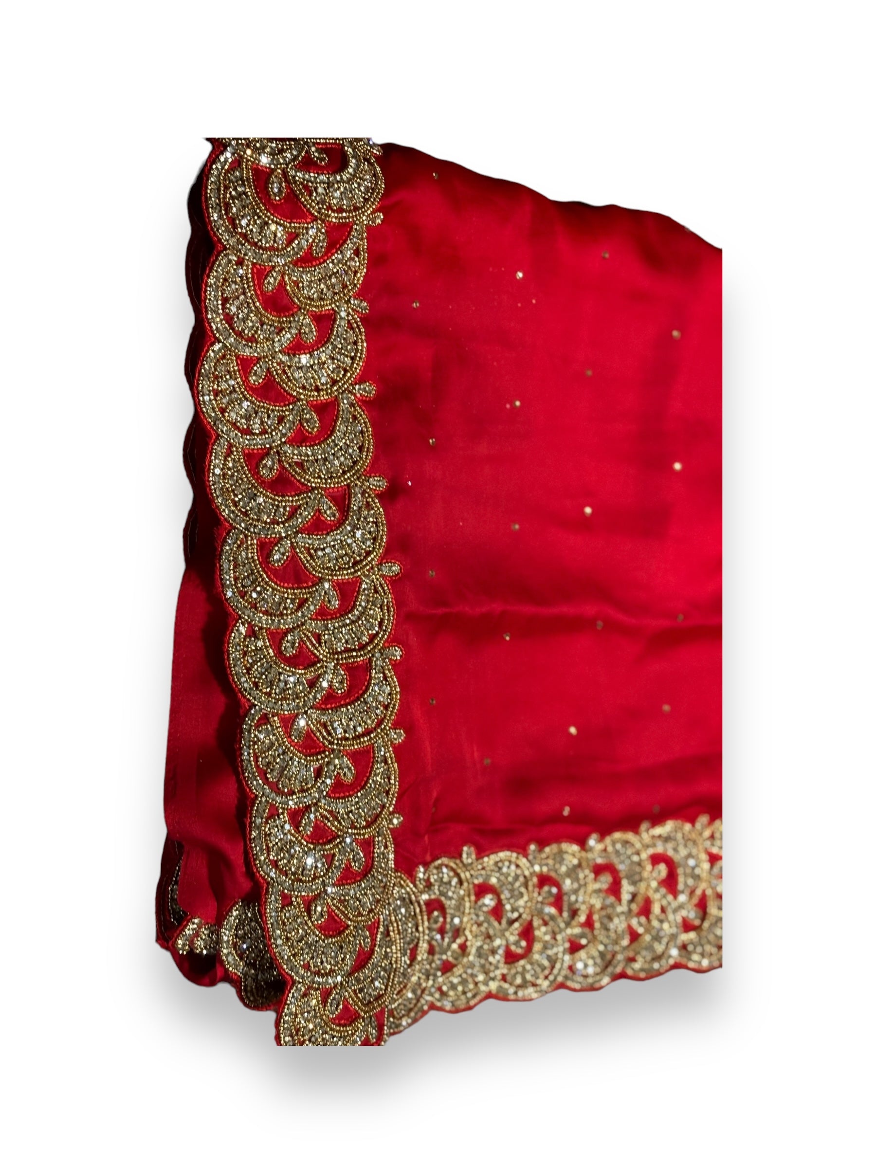Red Color Designer Handwork Saree With Stones , Indian Cultural Wear for Women - Saree Ghor Charlotte