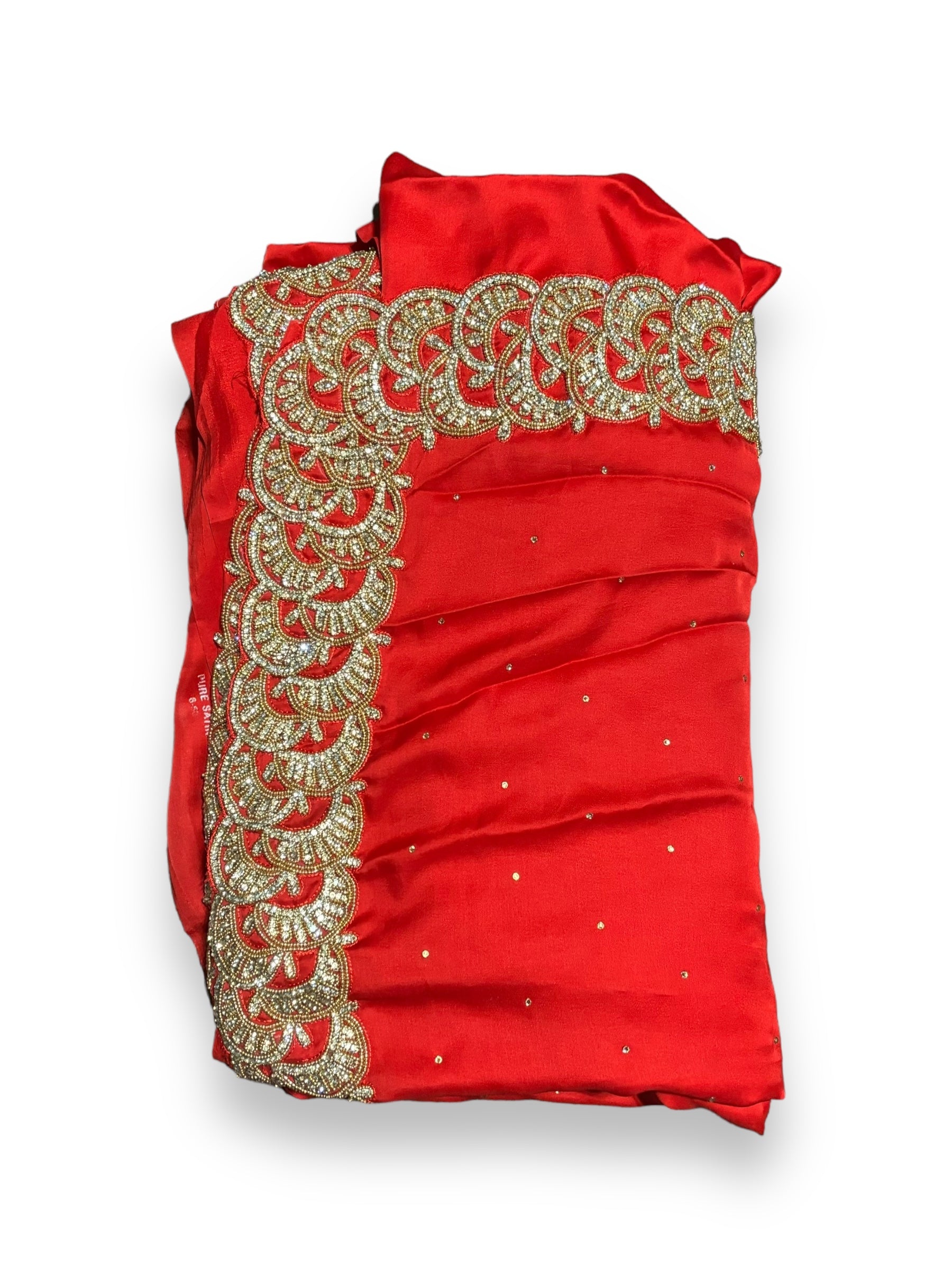Red Color Designer Handwork Saree With Stones , Indian Cultural Wear for Women - Saree Ghor Charlotte