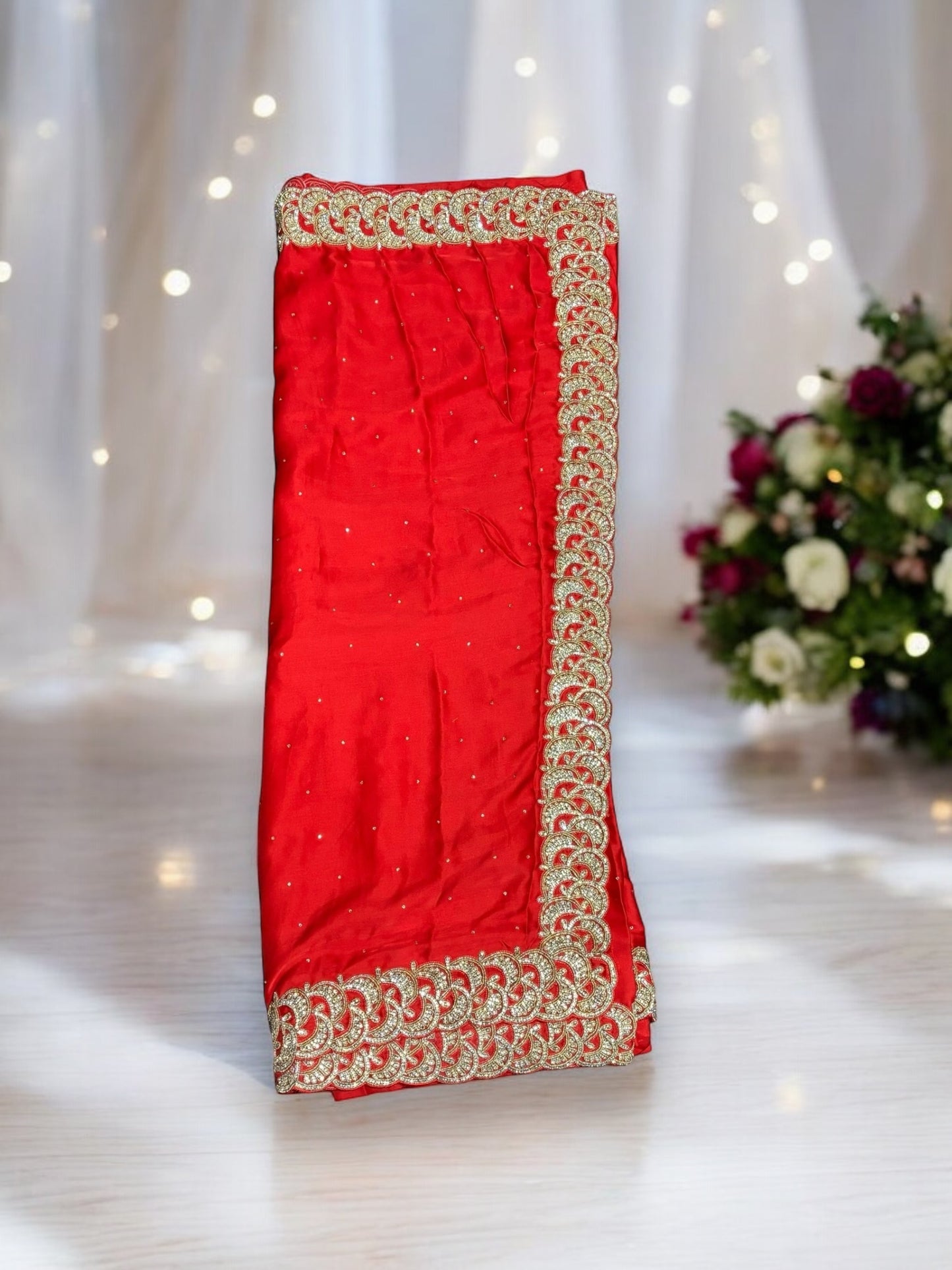 Red Color Designer Handwork Saree With Stones - Indian Ethnic Wear for Women - Saree Ghor Charlotte