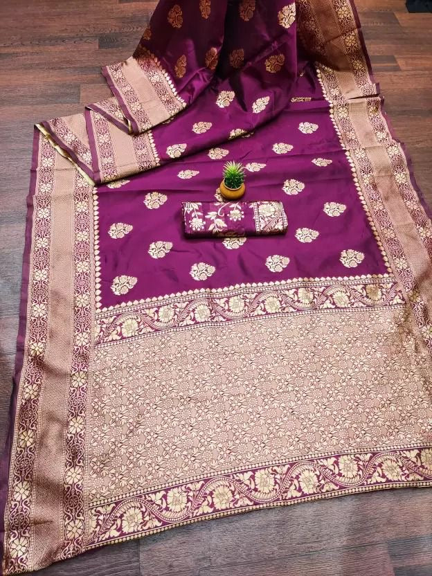 Soft Lichi Silk Traditional Designer Saree, Cultural Wear for Women, 311 - Saree Ghor Charlotte
