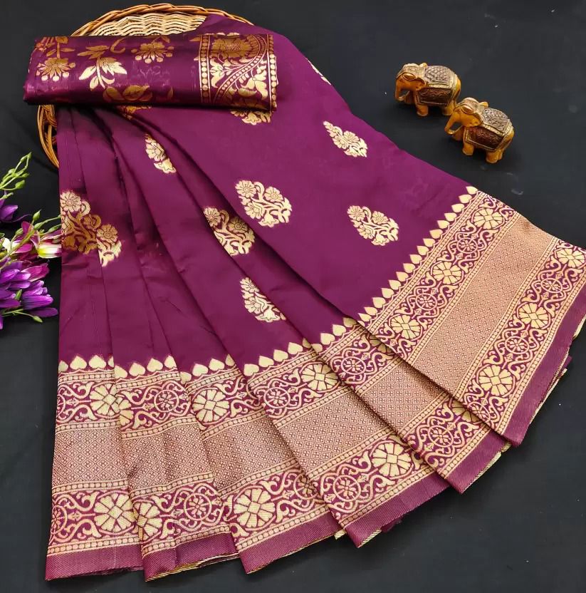 Soft Lichi Silk Traditional Designer Saree, Cultural Wear for Women, 311 - Saree Ghor Charlotte