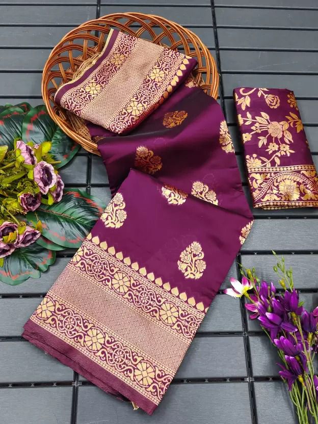 Soft Lichi Silk Traditional Designer Saree, Cultural Wear for Women, 311 - Saree Ghor Charlotte