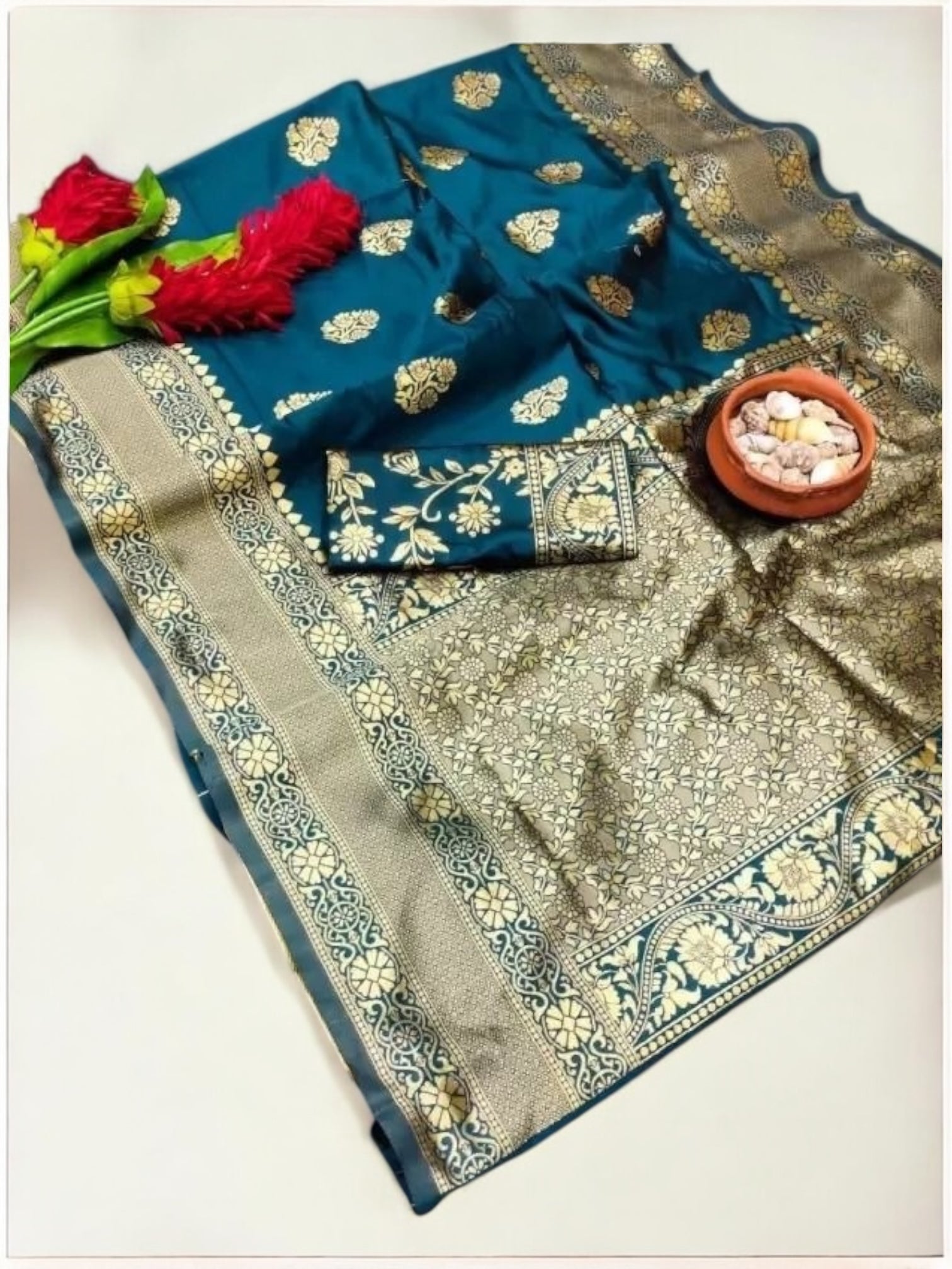 Soft Lichi Silk Traditional Designer Saree, Cultural Wear for Women, 312 - Saree Ghor Charlotte