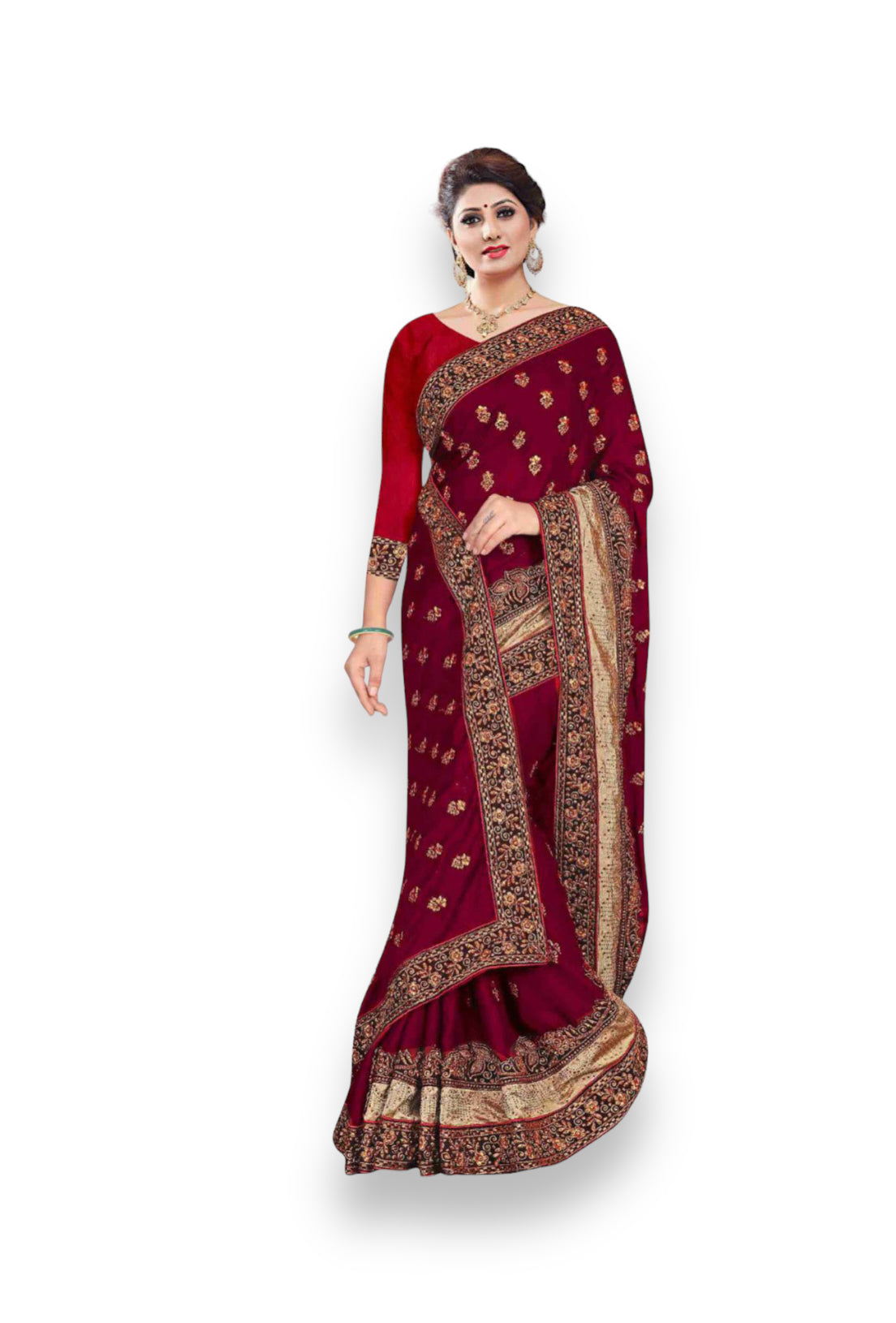 Traditional designer party saree by Saree Ghor Charlotte featuring intricate patterns and vibrant colors for women's ethnic wear.