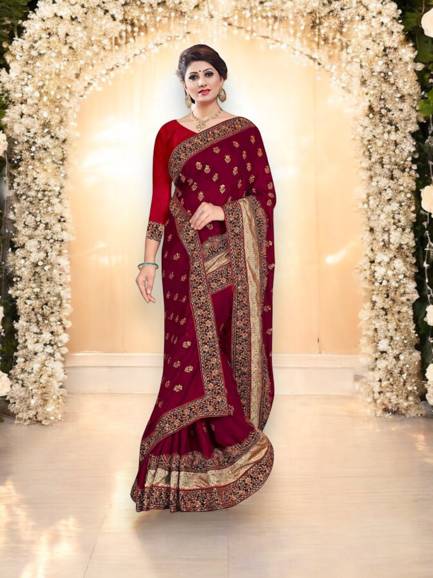 Traditional Designer Party Saree – Indian Ethnic Wear for Women-05 - Saree Ghor Charlotte