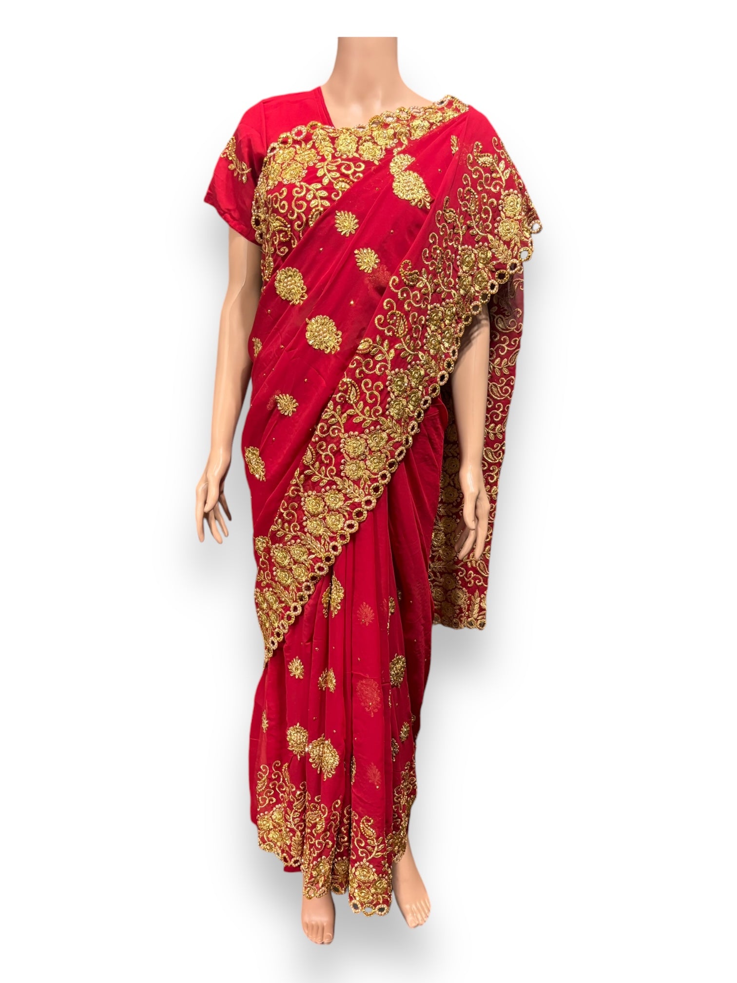 Traditional Designer Saree with Ready Blouse, Elegant Indian Cultural Wear, 014 - Saree Ghor Charlotte