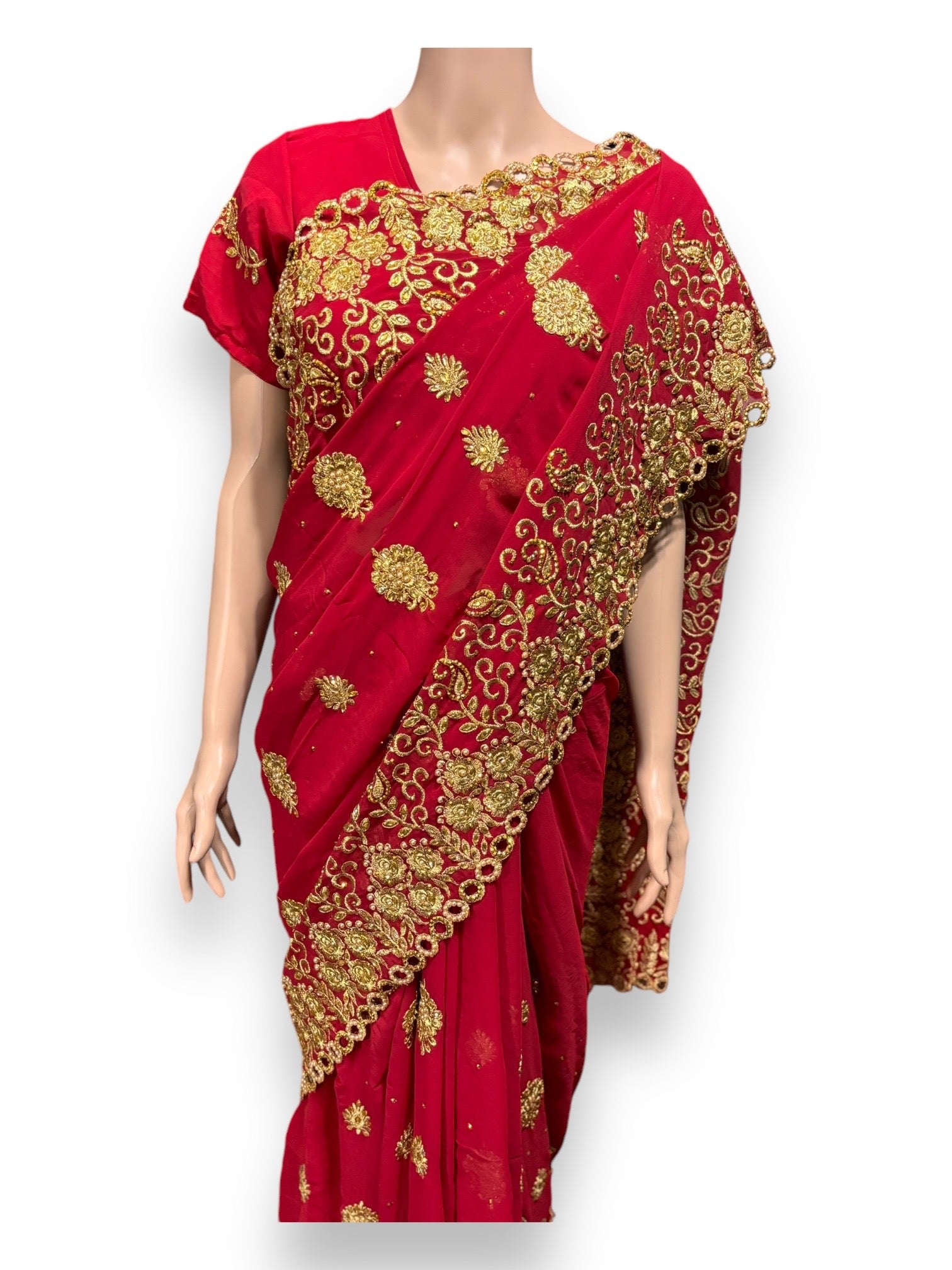 Traditional Designer Saree with Ready Blouse, Elegant Indian Cultural Wear, 014 - Saree Ghor Charlotte
