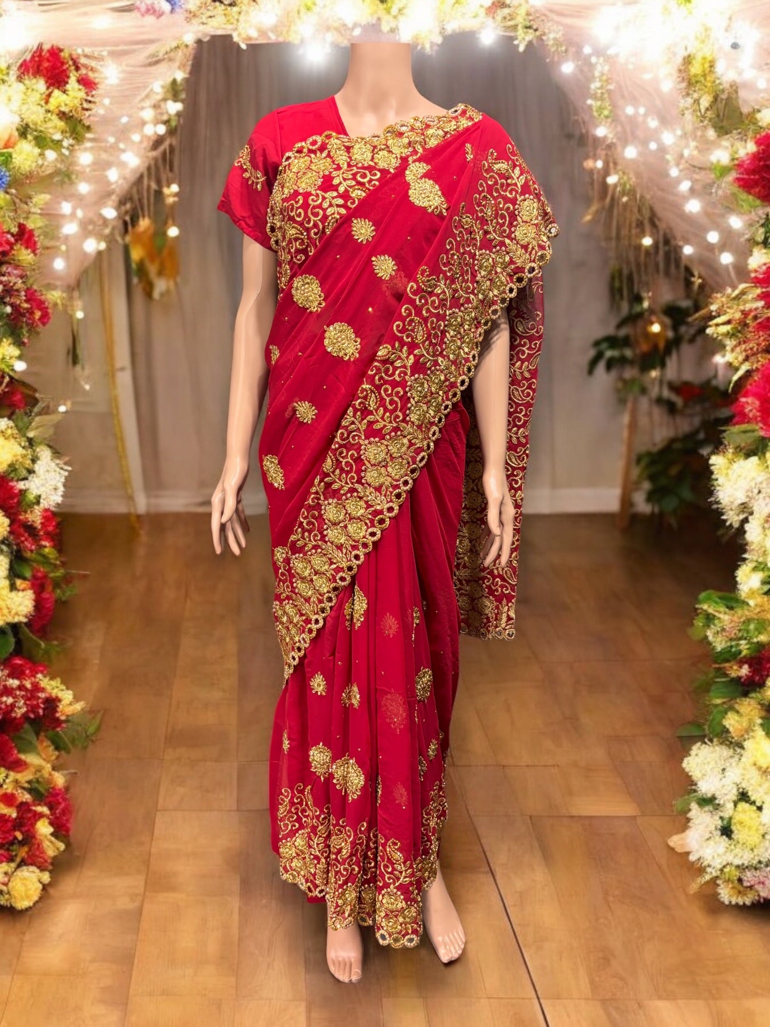 Traditional Designer Saree with Ready Blouse, Elegant Indian Cultural Wear, 014 - Saree Ghor Charlotte