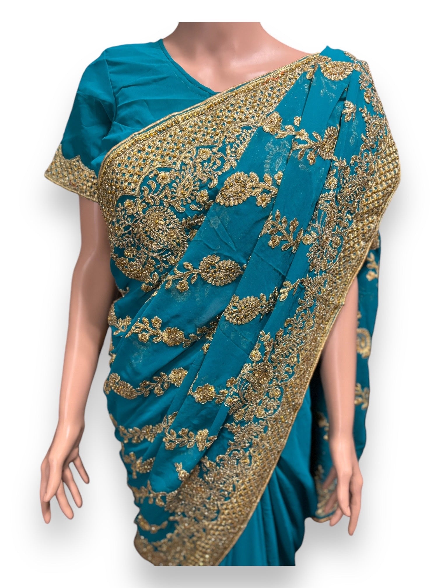 Traditional Designer Saree with Ready Blouse, Elegant Indian Cultural Wear, 015 - Saree Ghor Charlotte
