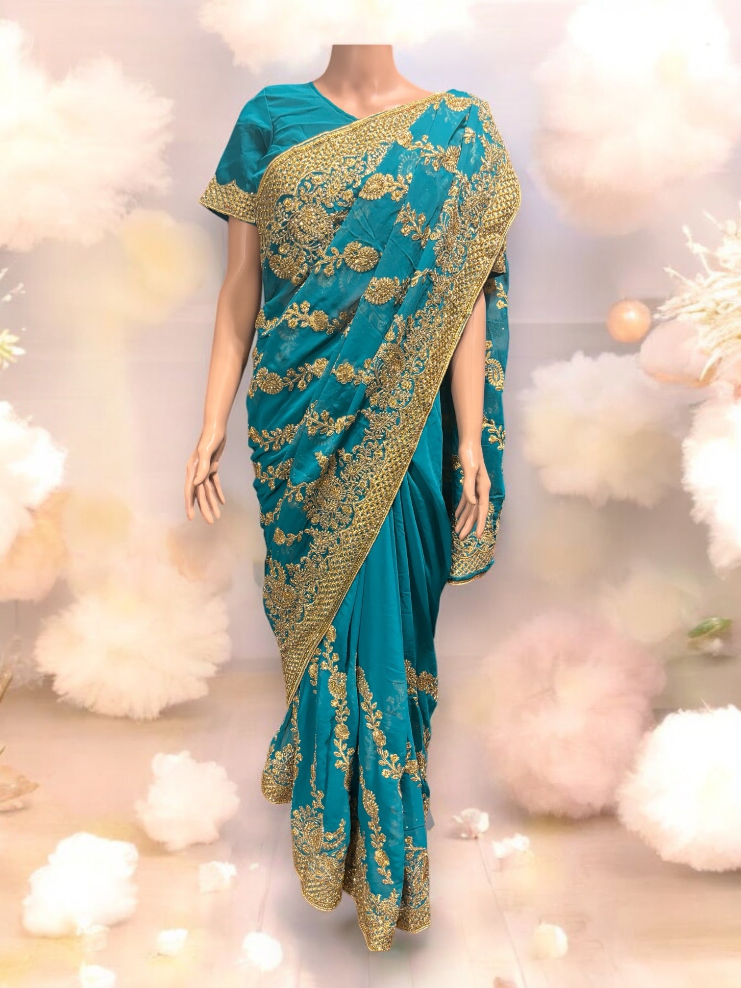 Traditional Designer Saree with Ready Blouse, Elegant Indian Cultural Wear, 015 - Saree Ghor Charlotte