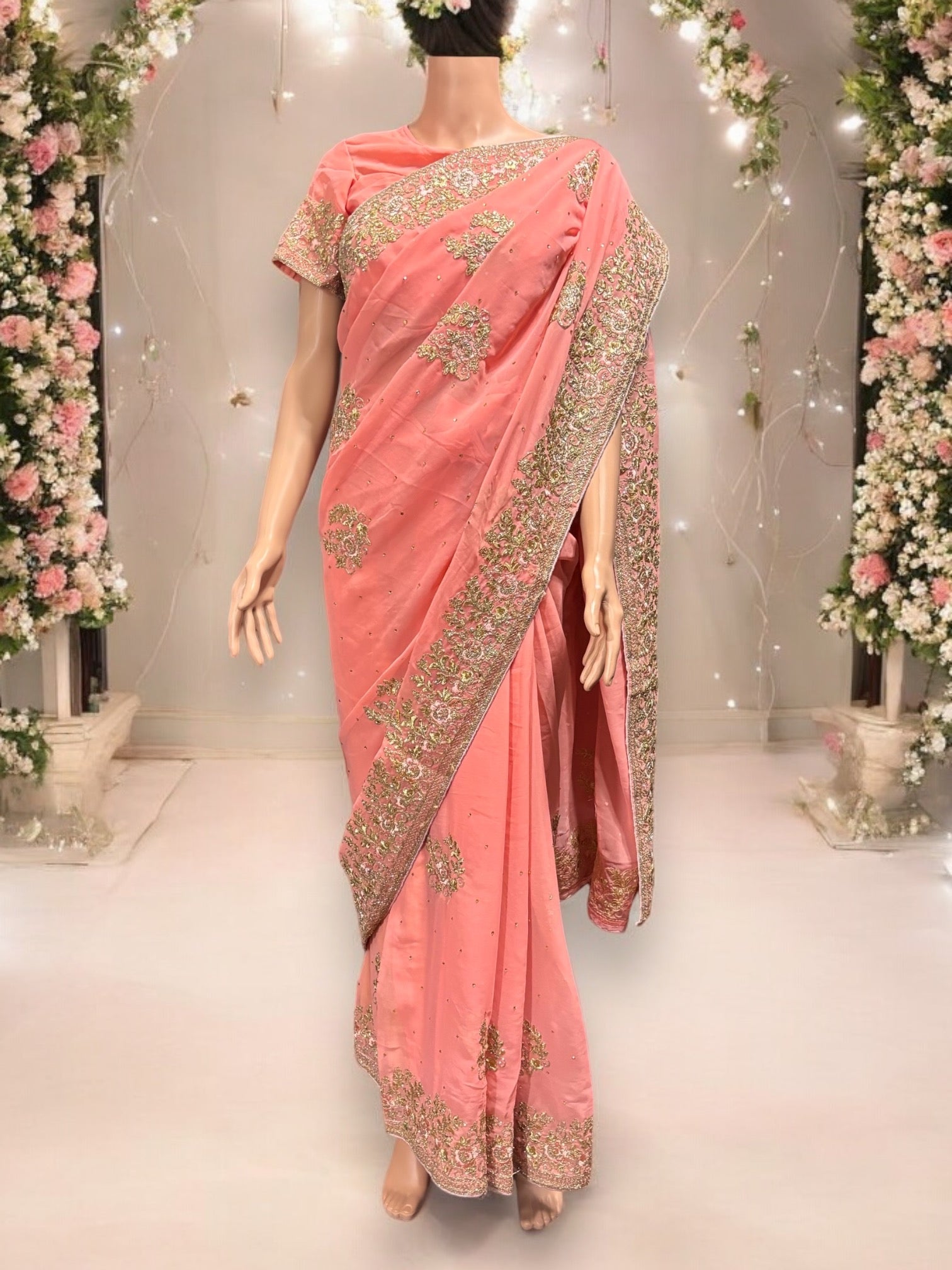 Traditional Designer Saree with Ready Blouse, Elegant Indian Cultural Wear, 016 - Saree Ghor Charlotte