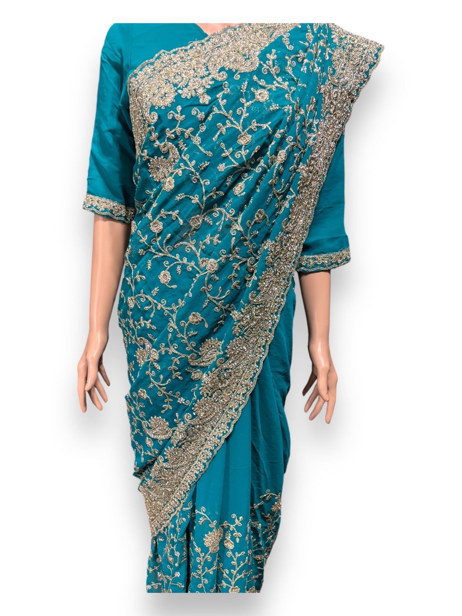Traditional Designer Saree with Ready Blouse, Elegant Indian Cultural Wear, 020 - Saree Ghor Charlotte