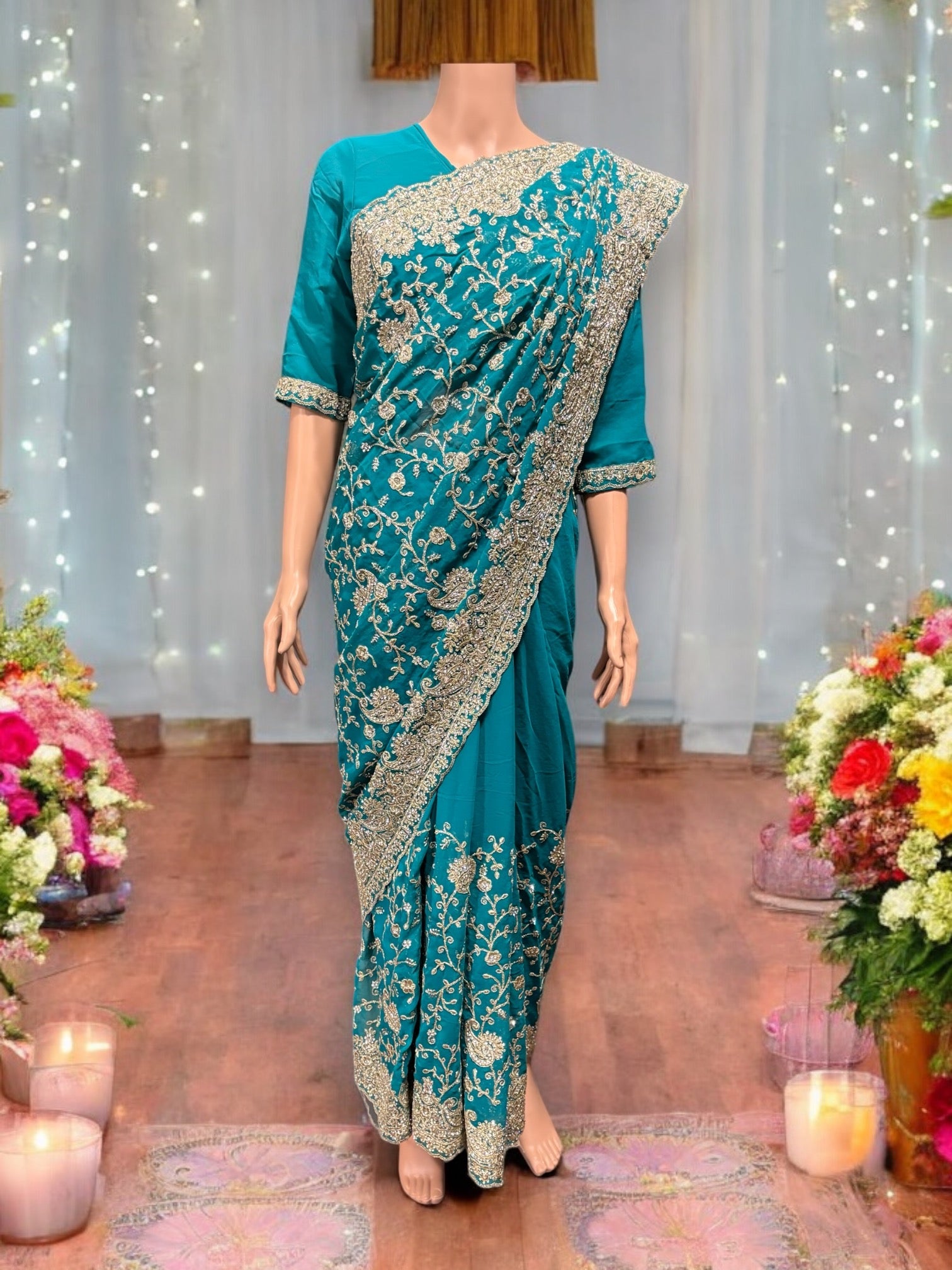 Traditional Designer Saree with Ready Blouse, Elegant Indian Cultural Wear, 020 - Saree Ghor Charlotte