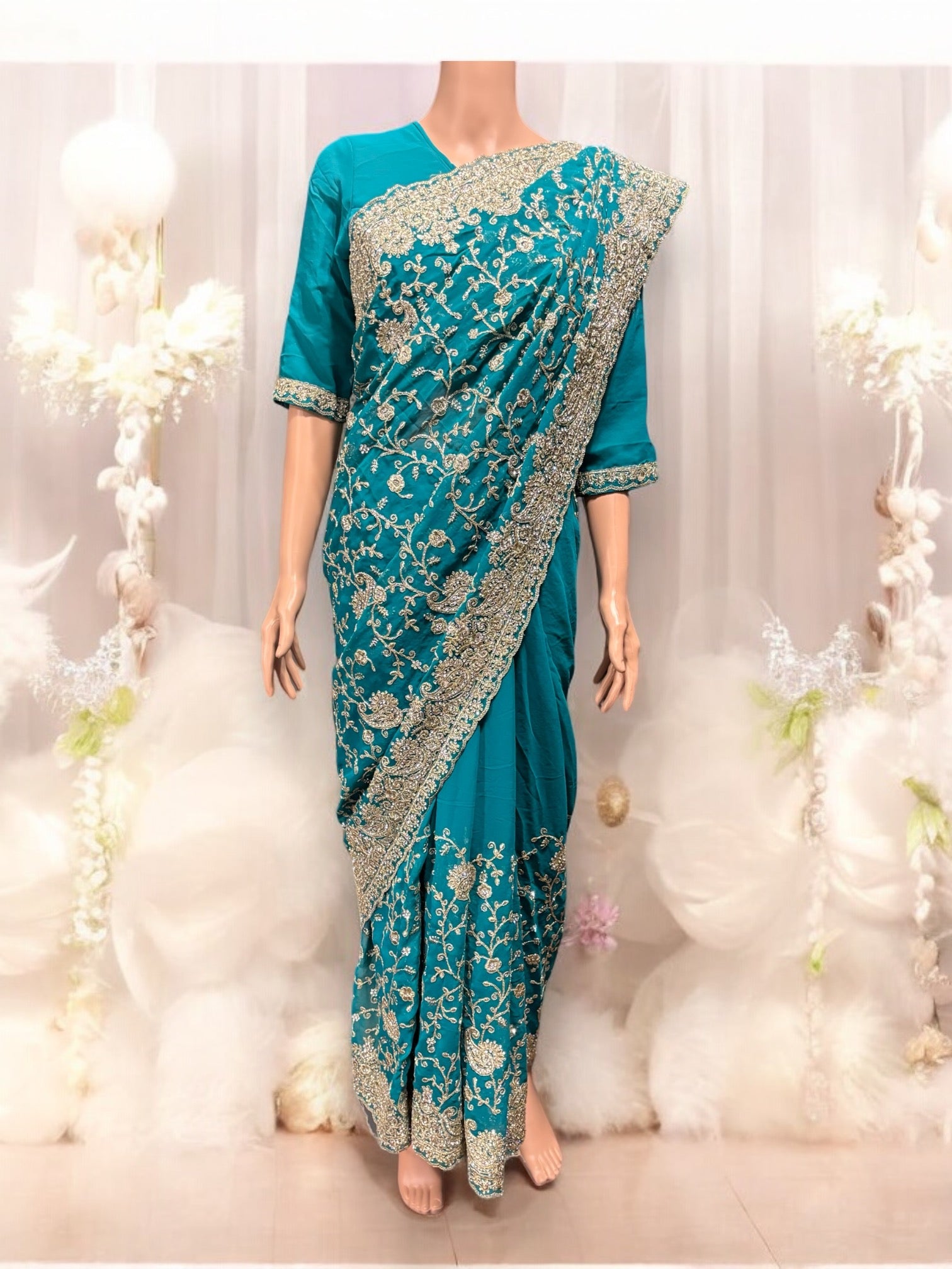 Traditional Designer Saree with Ready Blouse, Elegant Indian Cultural Wear, 020 - Saree Ghor Charlotte