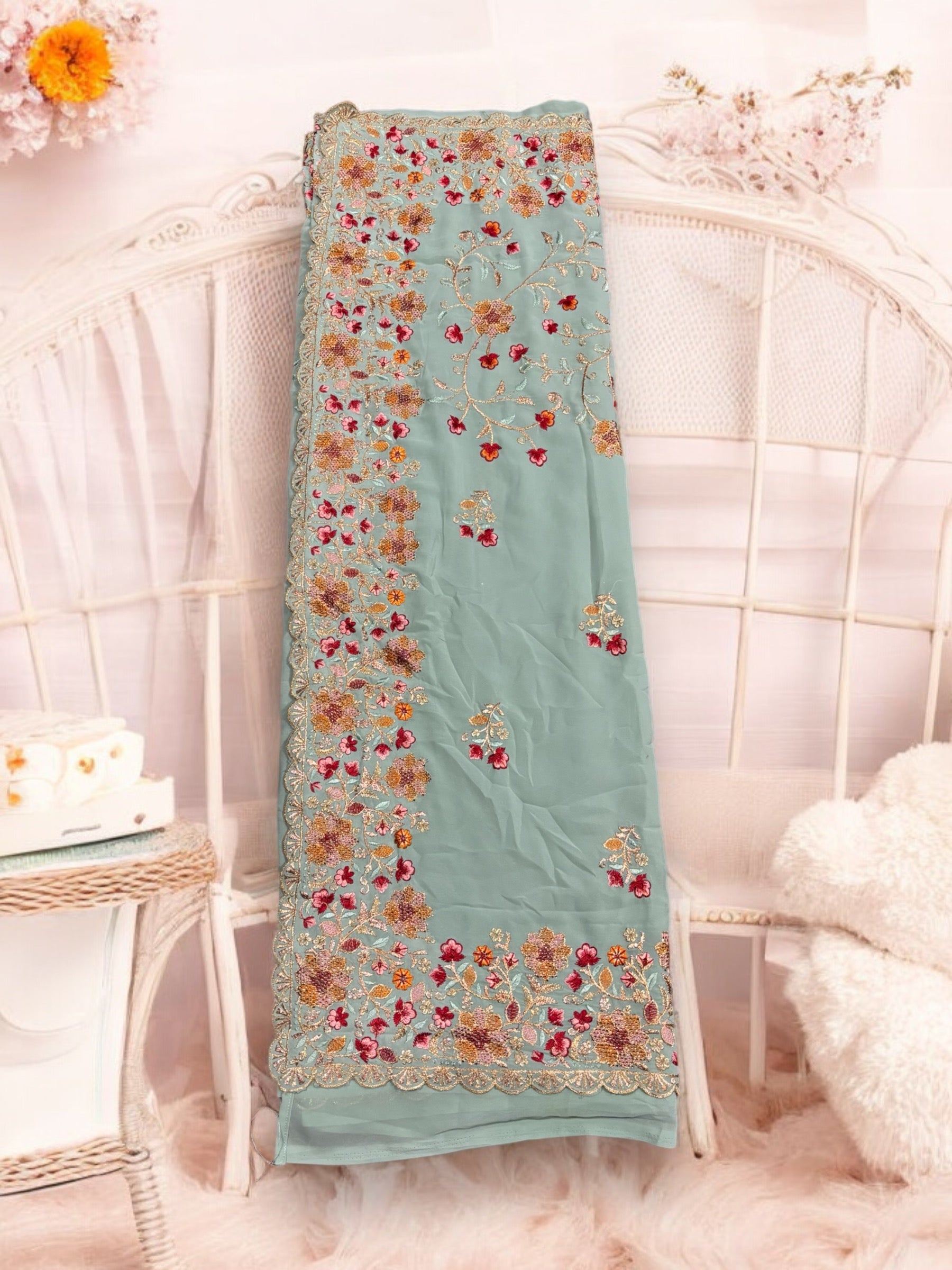 Traditional Designer Saree with Ready Blouse , Cultural Wear for Women - Saree Ghor Charlotte