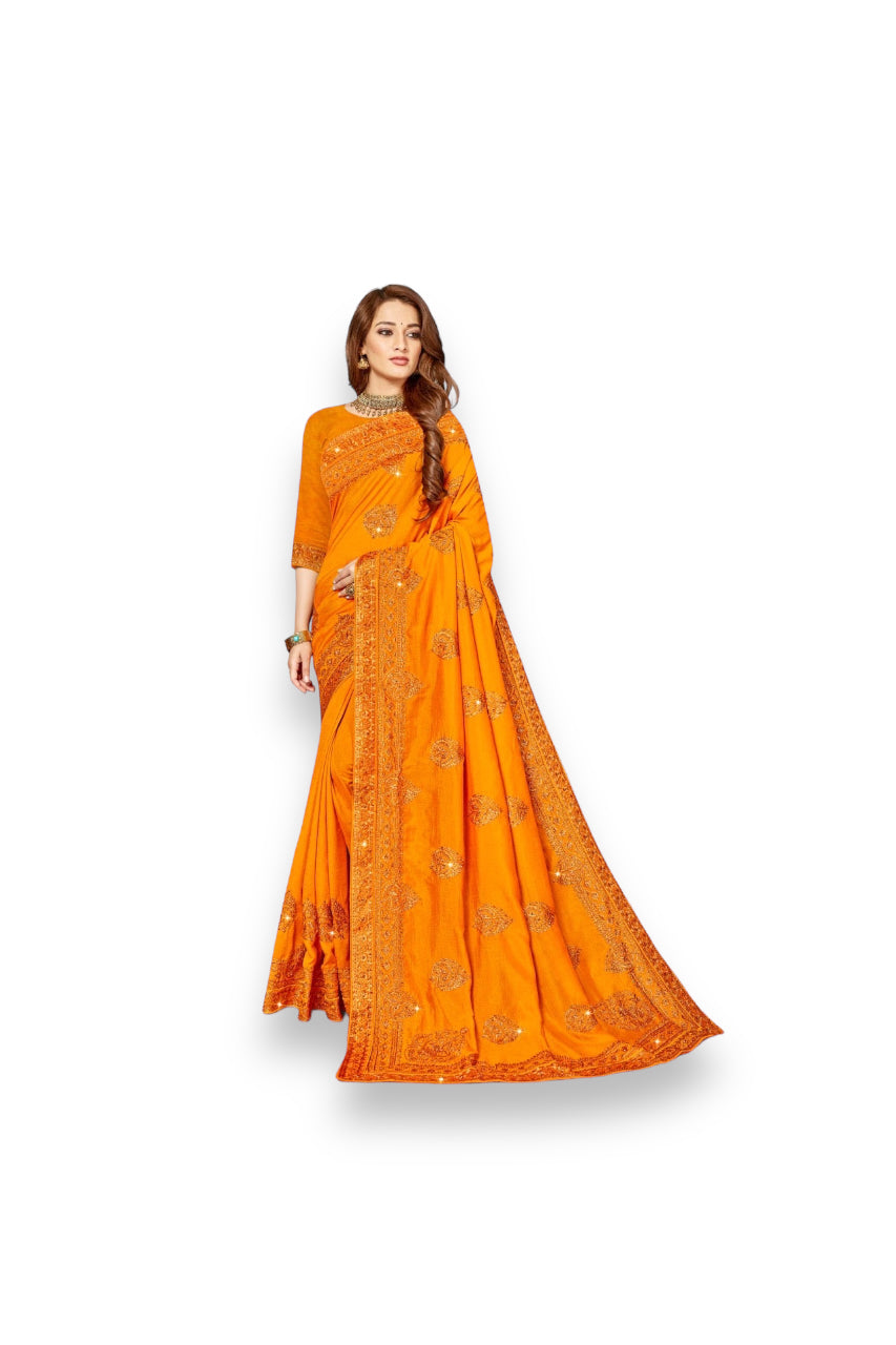 Traditional Festive Wear Vichitra Silk Saree for Women, 1005 - Saree Ghor Charlotte