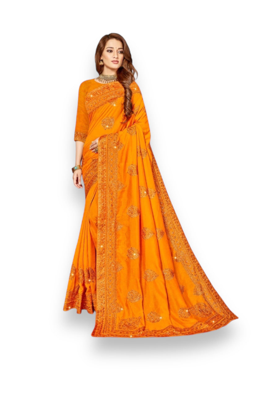 Traditional Festive Wear Vichitra Silk Saree for Women, 1005 - Saree Ghor Charlotte