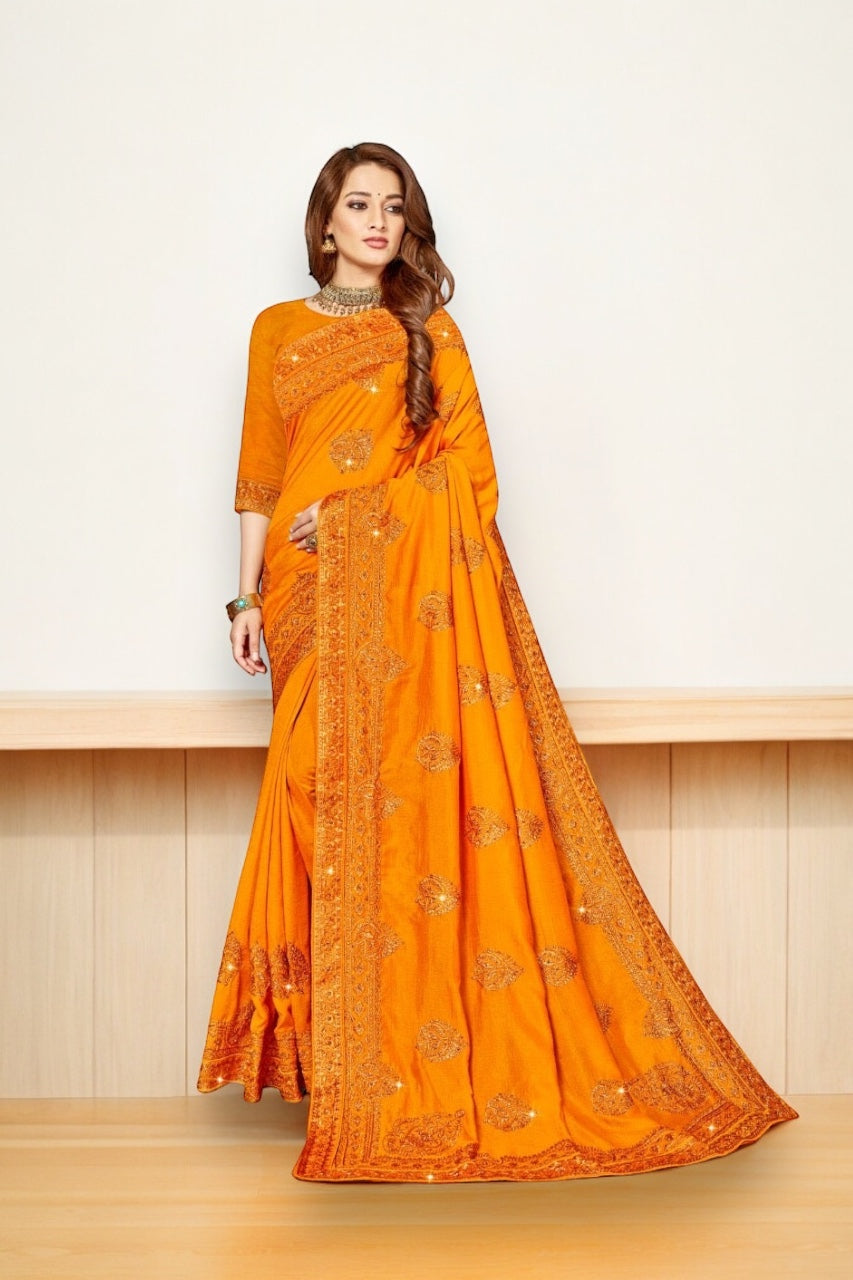 Traditional Festive Wear Vichitra Silk Saree for Women, 1005 - Saree Ghor Charlotte