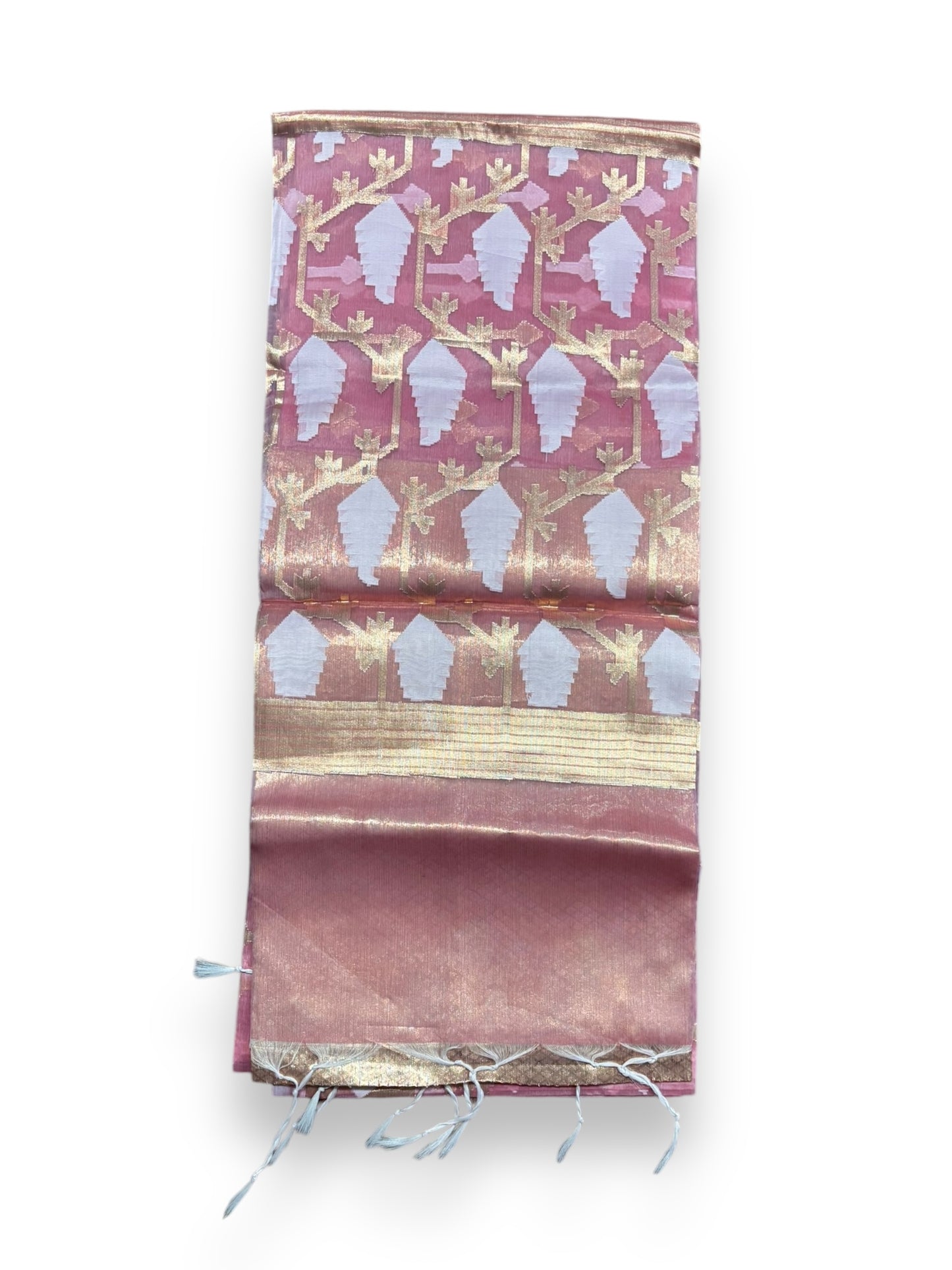 Traditional Organza Masline Jari Jamdani Saree - Indian Ethnic Wear for Women- 03 - Saree Ghor Charlotte