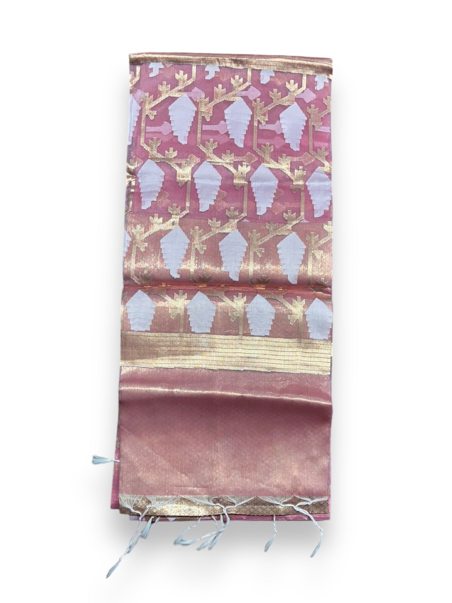 Traditional Organza Masline Jari Jamdani Saree - Indian Ethnic Wear for Women- 03 - Saree Ghor Charlotte