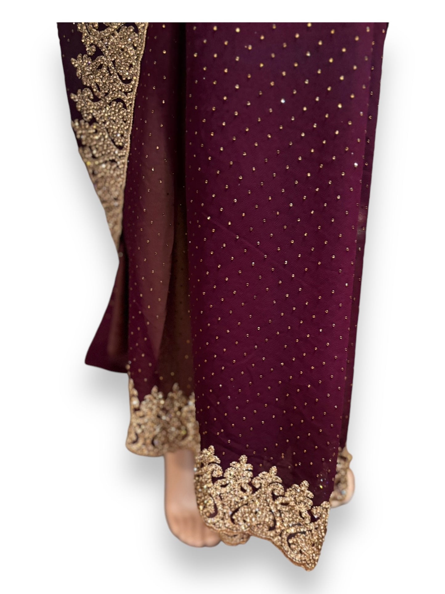 Traditional Purple Party Wear Stonework Saree with Ready Blouse - 023 - Saree Ghor Charlotte