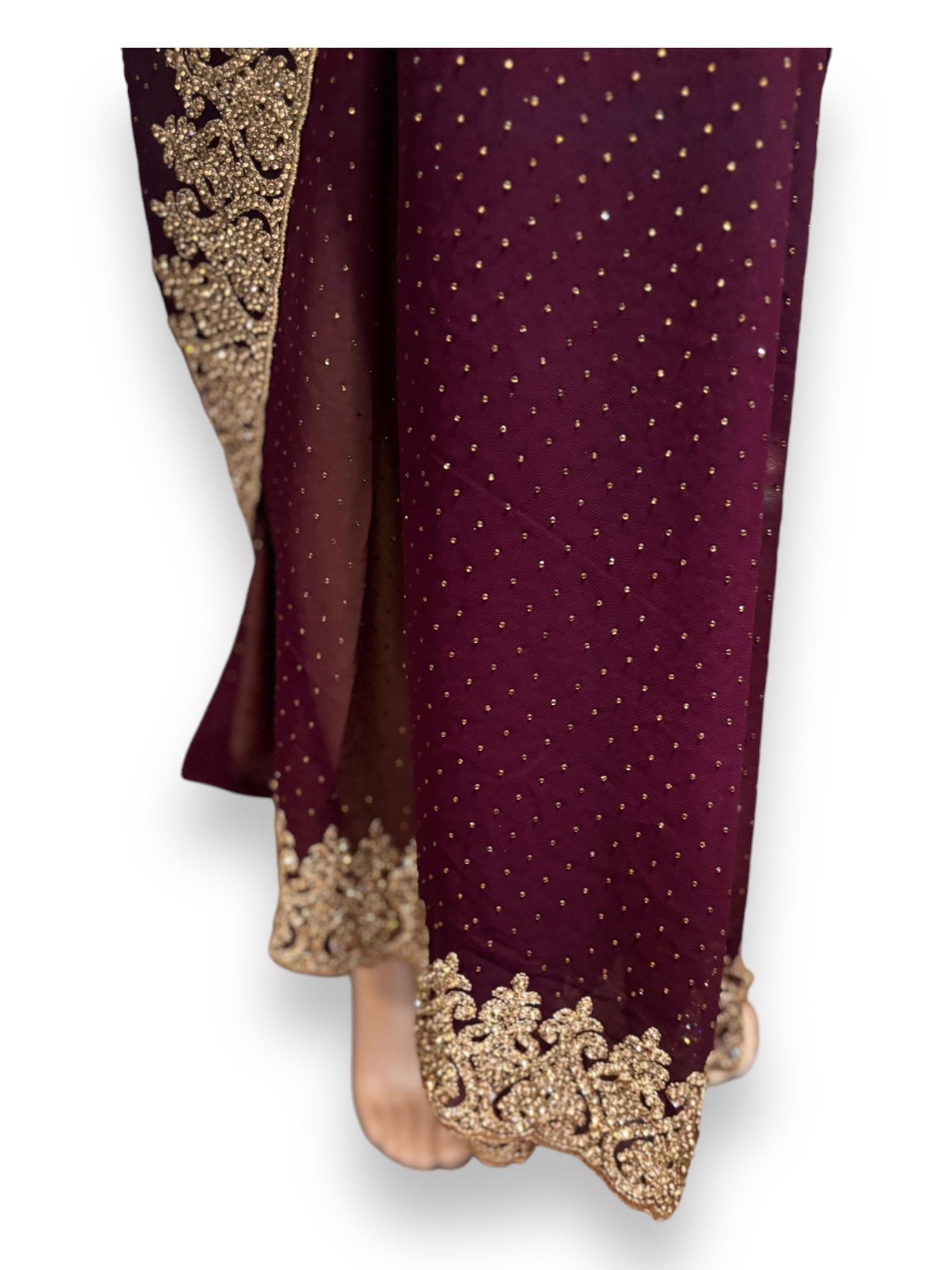 Traditional Purple Party Wear Stonework Saree with Ready Blouse - 023 - Saree Ghor Charlotte