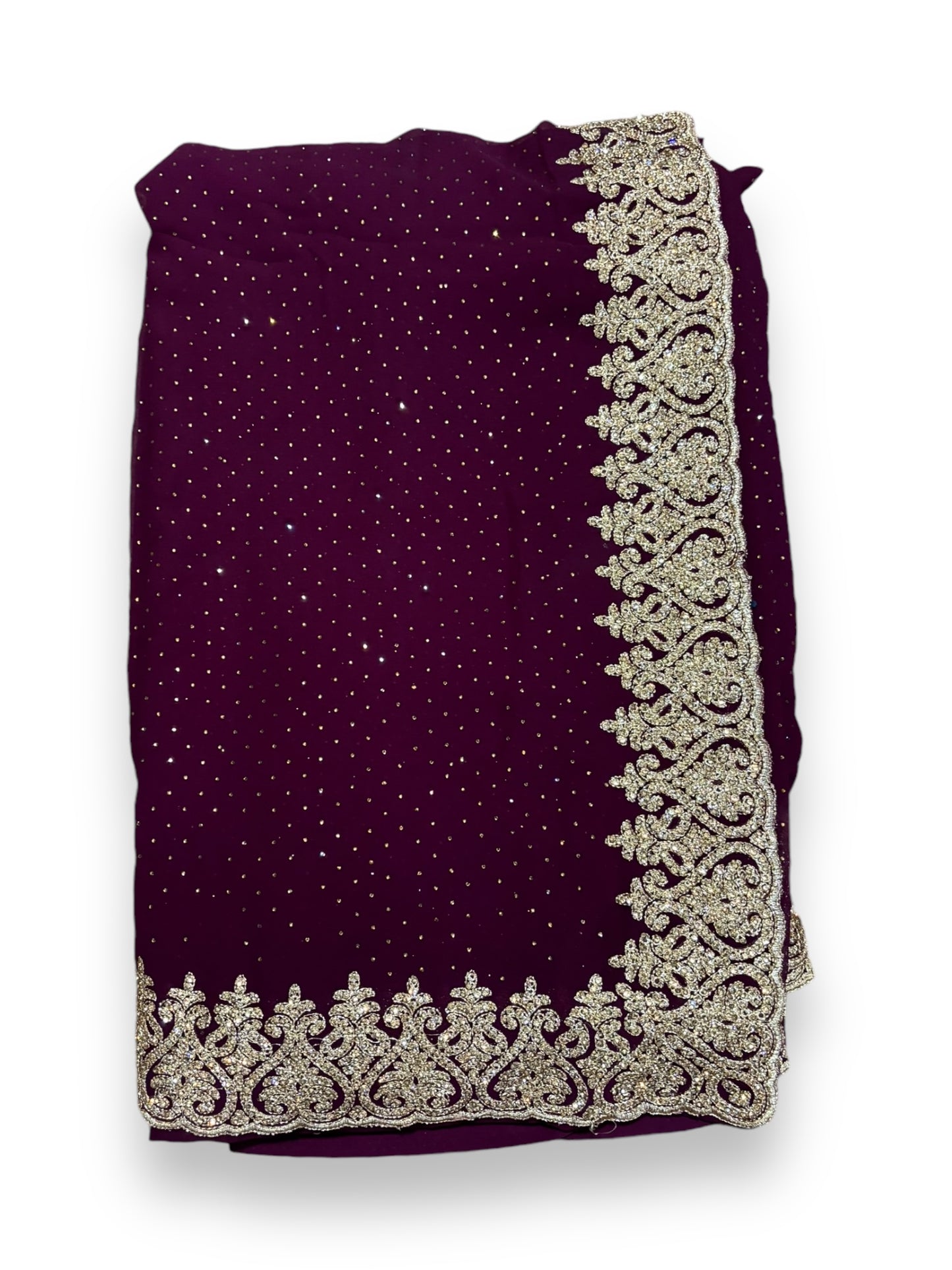 Traditional Purple Party Wear Stonework Saree with Ready Blouse - 023 - Saree Ghor Charlotte