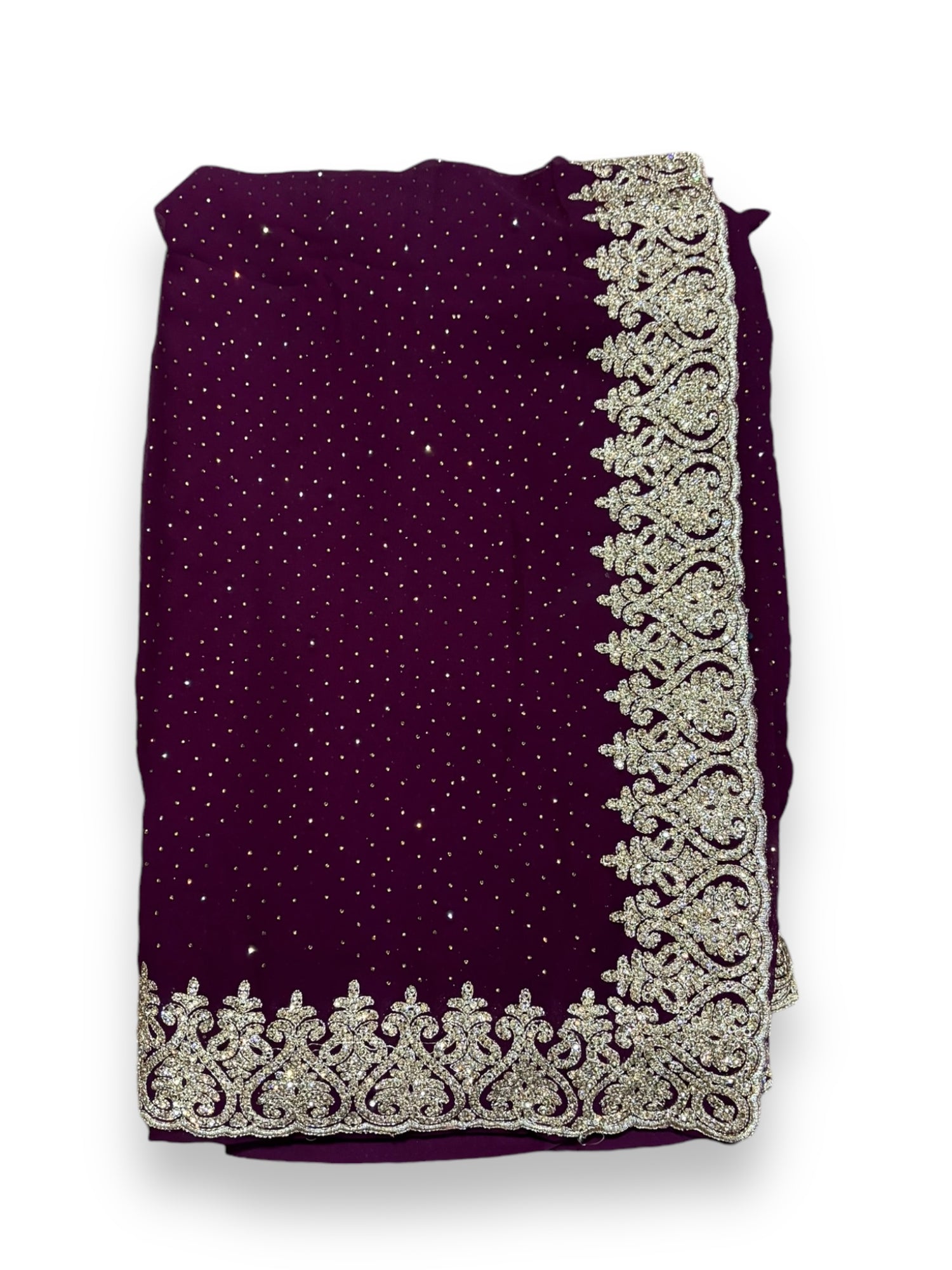 Traditional Purple Party Wear Stonework Saree with Ready Blouse - 023 - Saree Ghor Charlotte