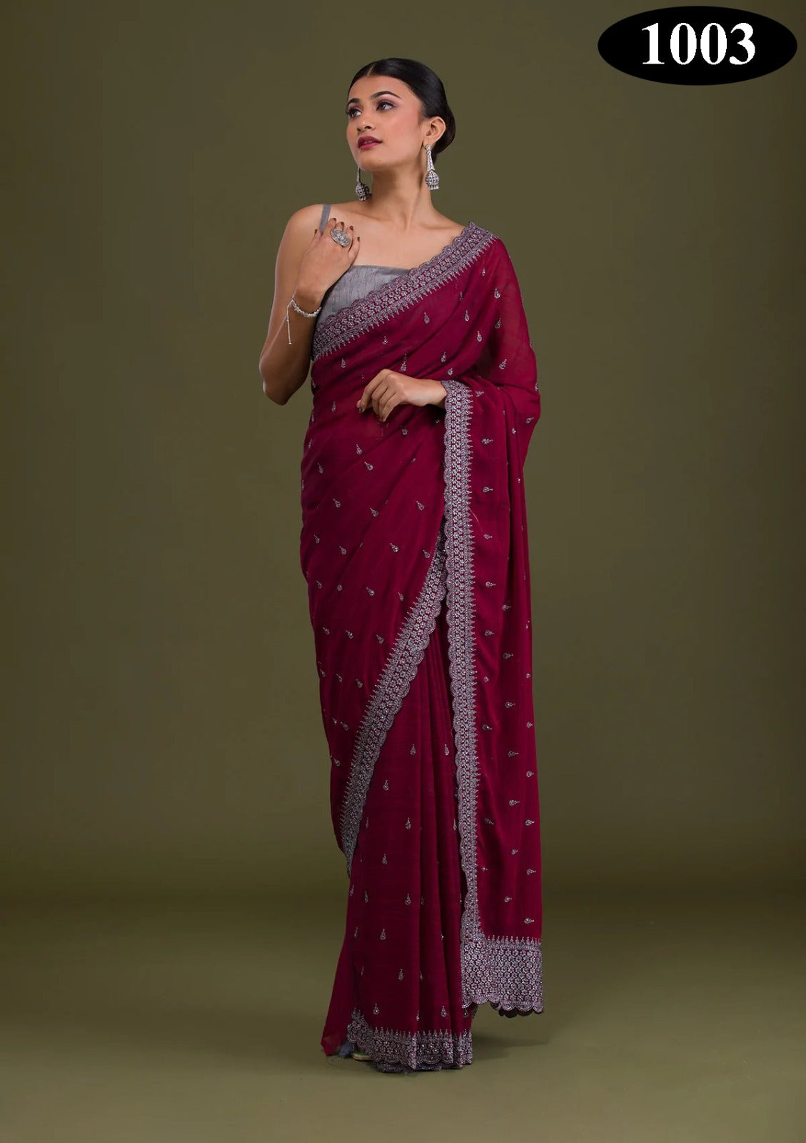 Vichitra Silk Saree- Ethnic Wear for Women- 1003 - Saree Ghor Charlotte