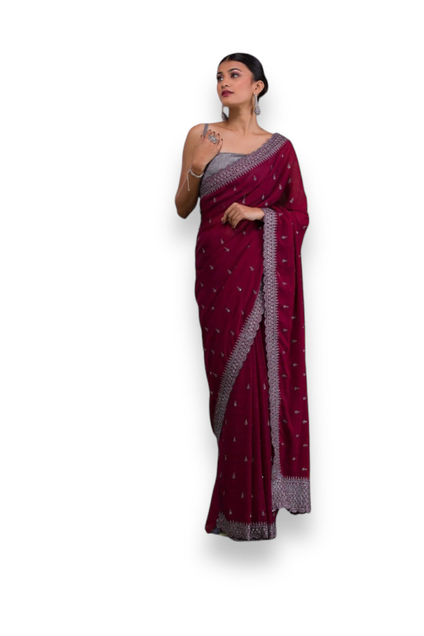 Vichitra Silk Saree- Ethnic Wear for Women- 1003 - Saree Ghor Charlotte