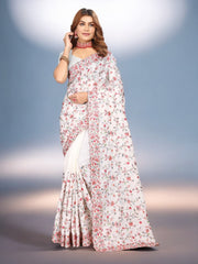 White Tussar silk Traditional Designer Saree with Ready Blouse– Cultural Wear for Women, 207 - Saree Ghor Charlotte