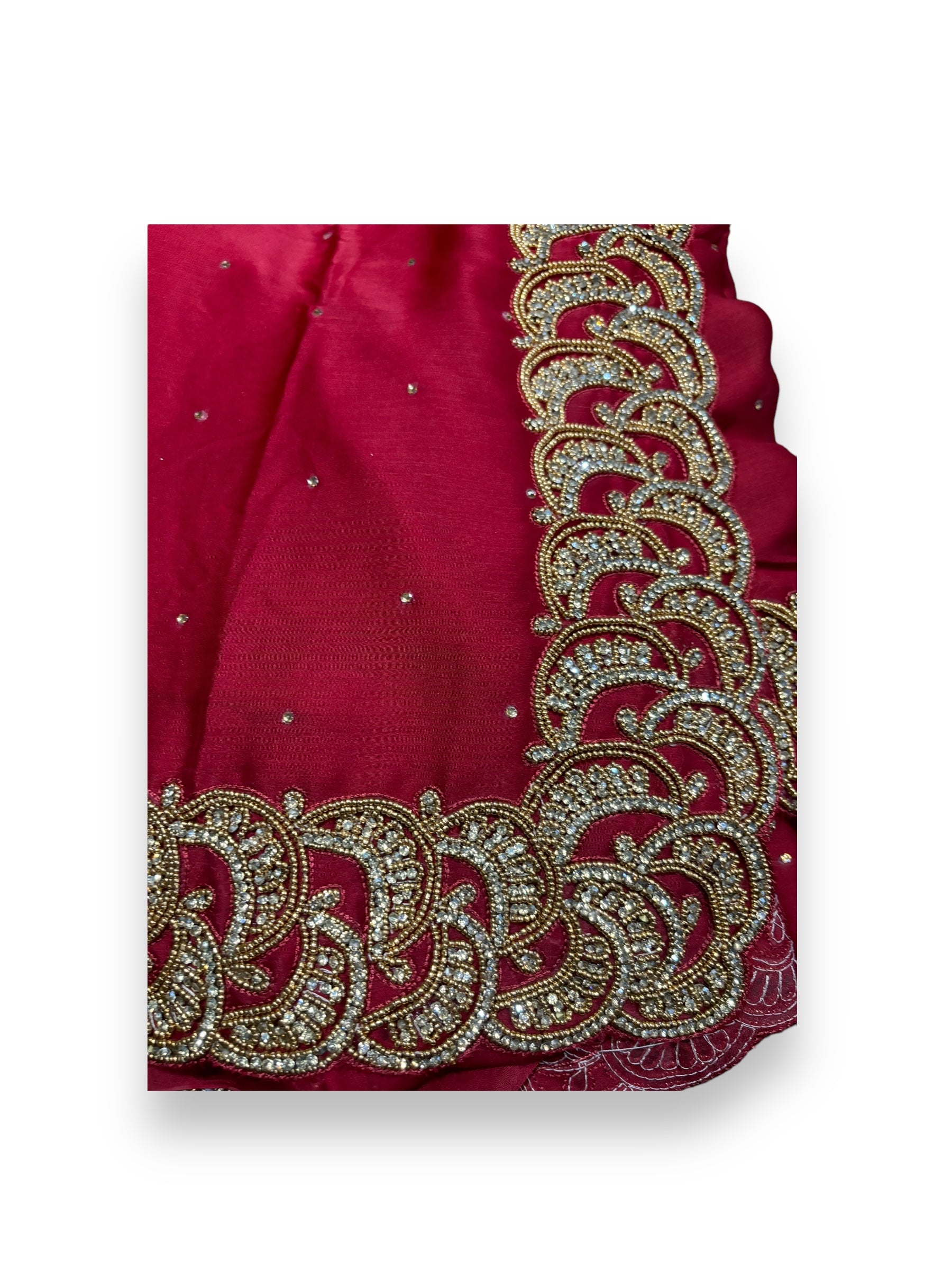 Wine Red, Designer Handwork Saree With Stones, Indian Cultural Wear for Women - Saree Ghor Charlotte