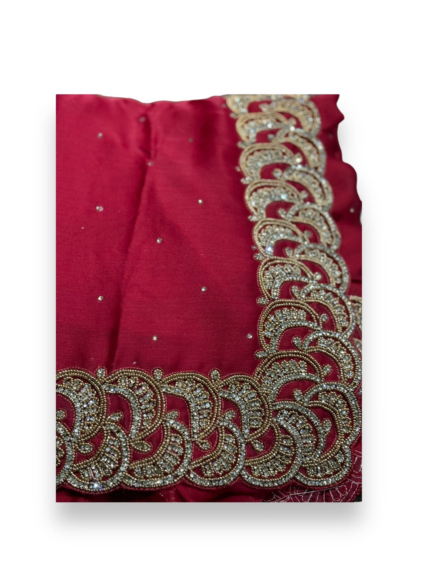 Wine Red- Designer Handwork Saree With Stones- Indian Ethnic Wear for Women - Saree Ghor Charlotte
