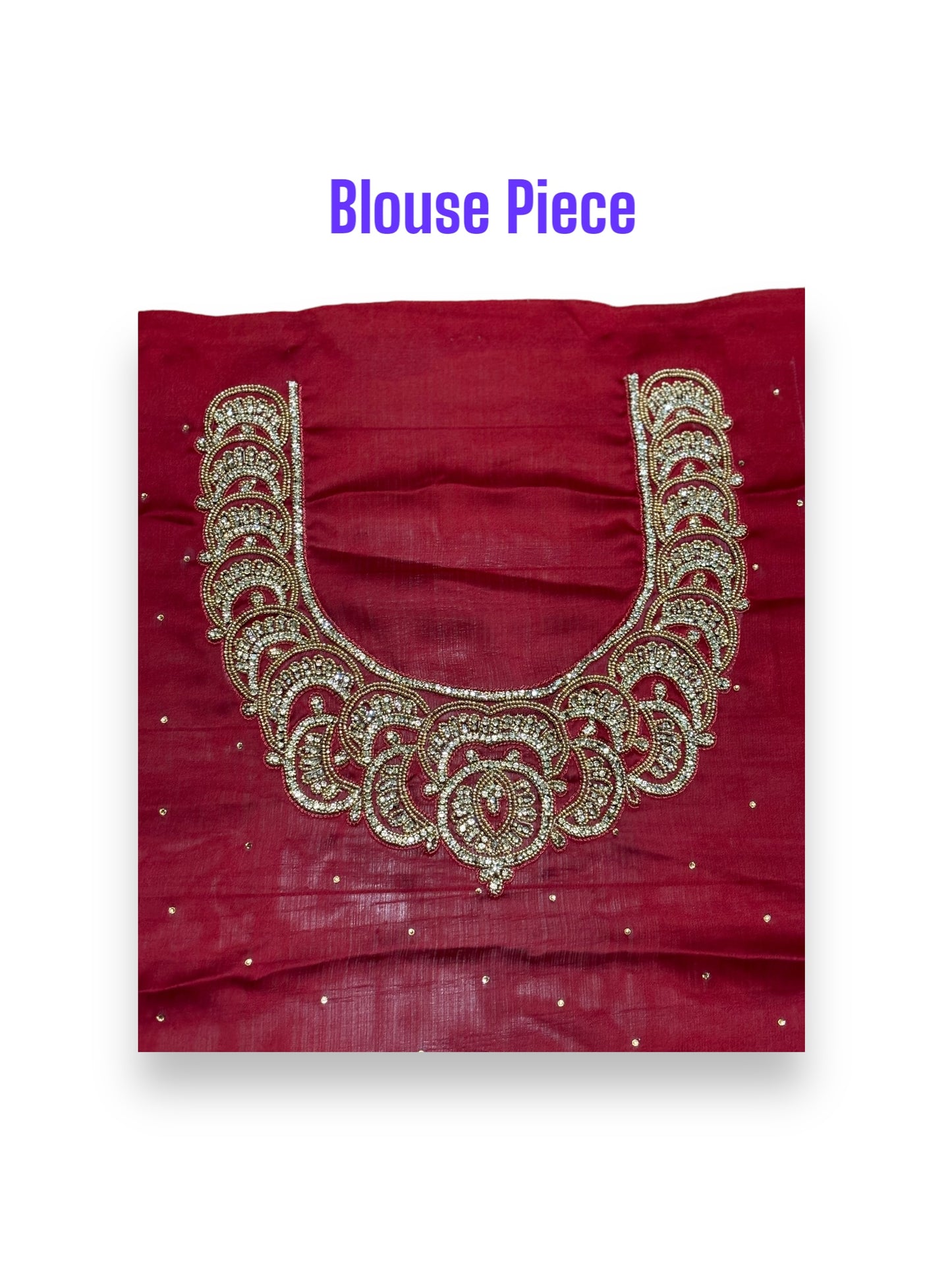Wine Red- Designer Handwork Saree With Stones- Indian Ethnic Wear for Women - Saree Ghor Charlotte