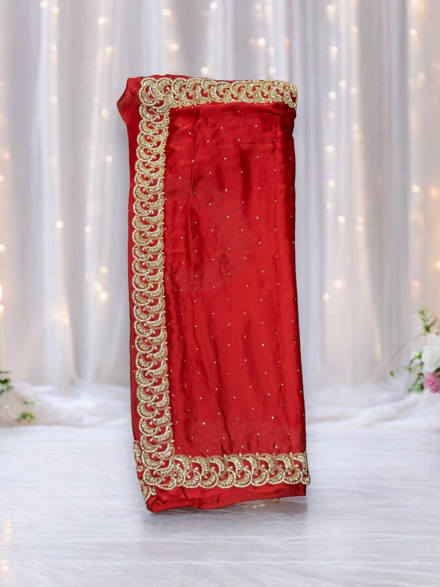 Wine Red- Designer Handwork Saree With Stones- Indian Ethnic Wear for Women - Saree Ghor Charlotte